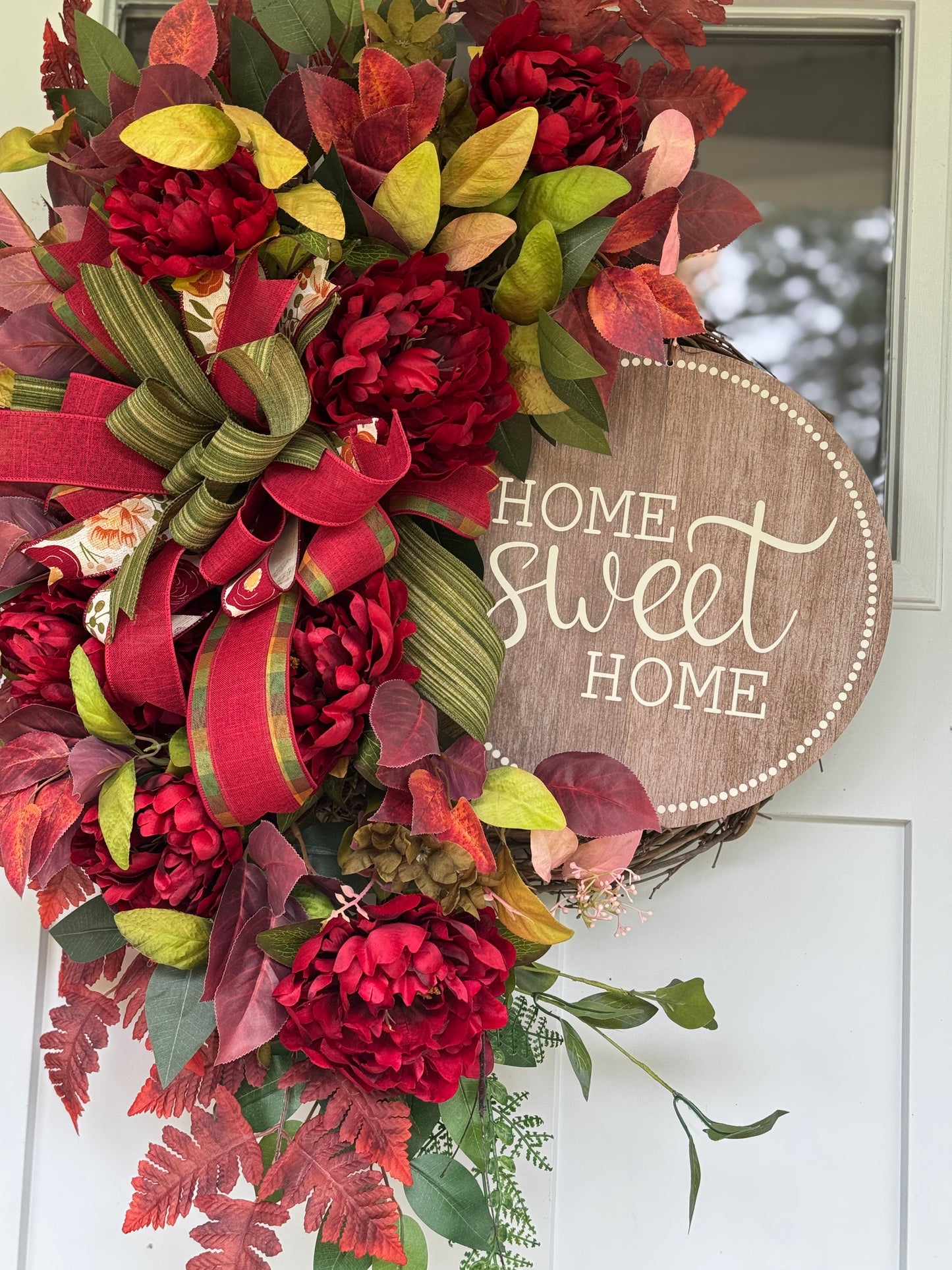 Burgundy and Moss Floral Wreath