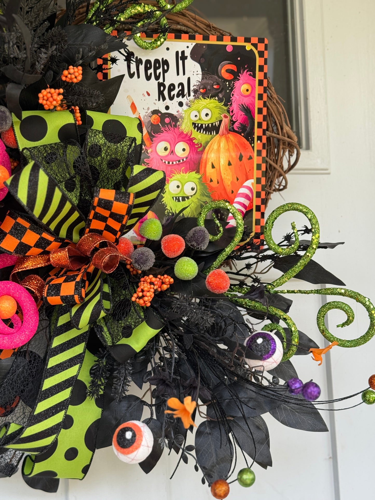 Creep It Real Halloween Monster Wreath