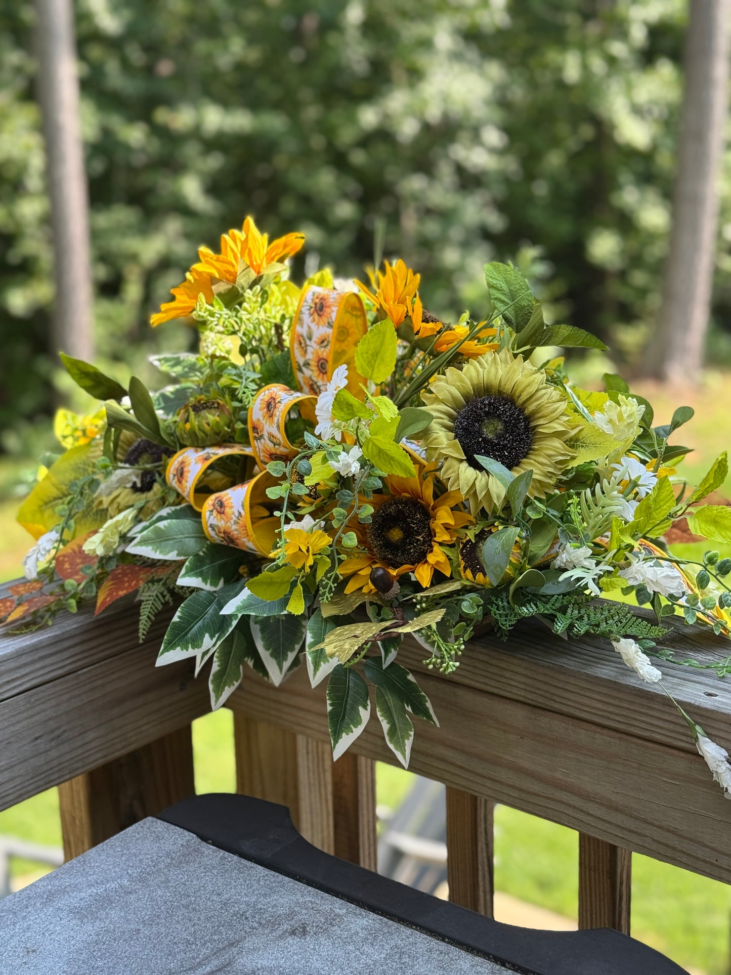 Sunflower and Greenery Fall Centerpiece/Arrangement