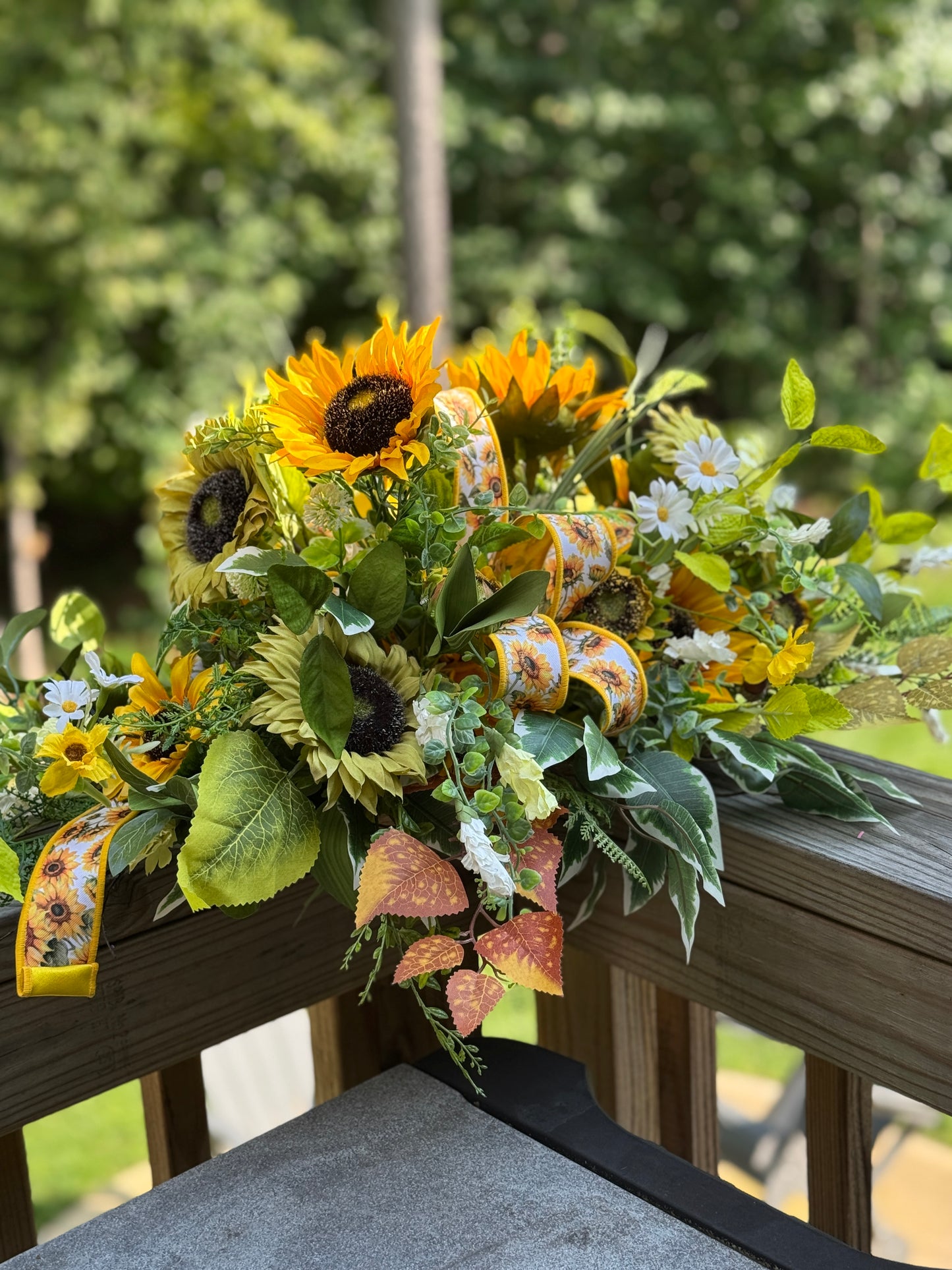 Sunflower and Greenery Fall Centerpiece/Arrangement