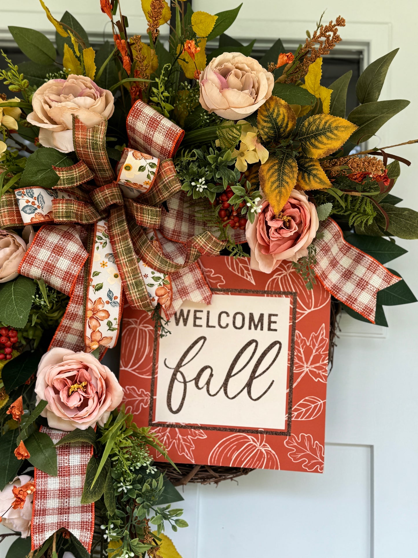 Large Neutral Tones Fall Floral Wreath