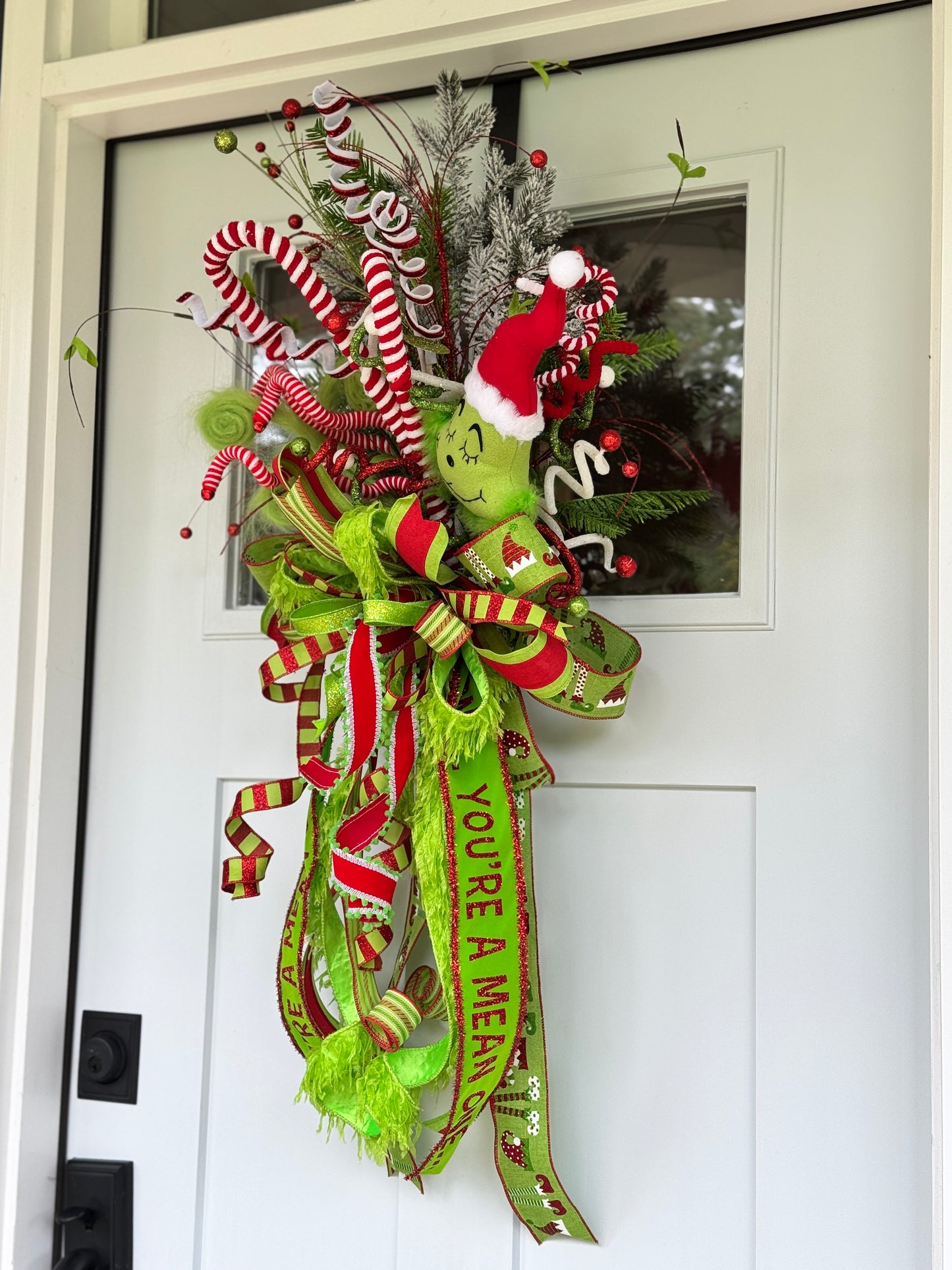 Vibrant Large Grinch Bow/Treetopper