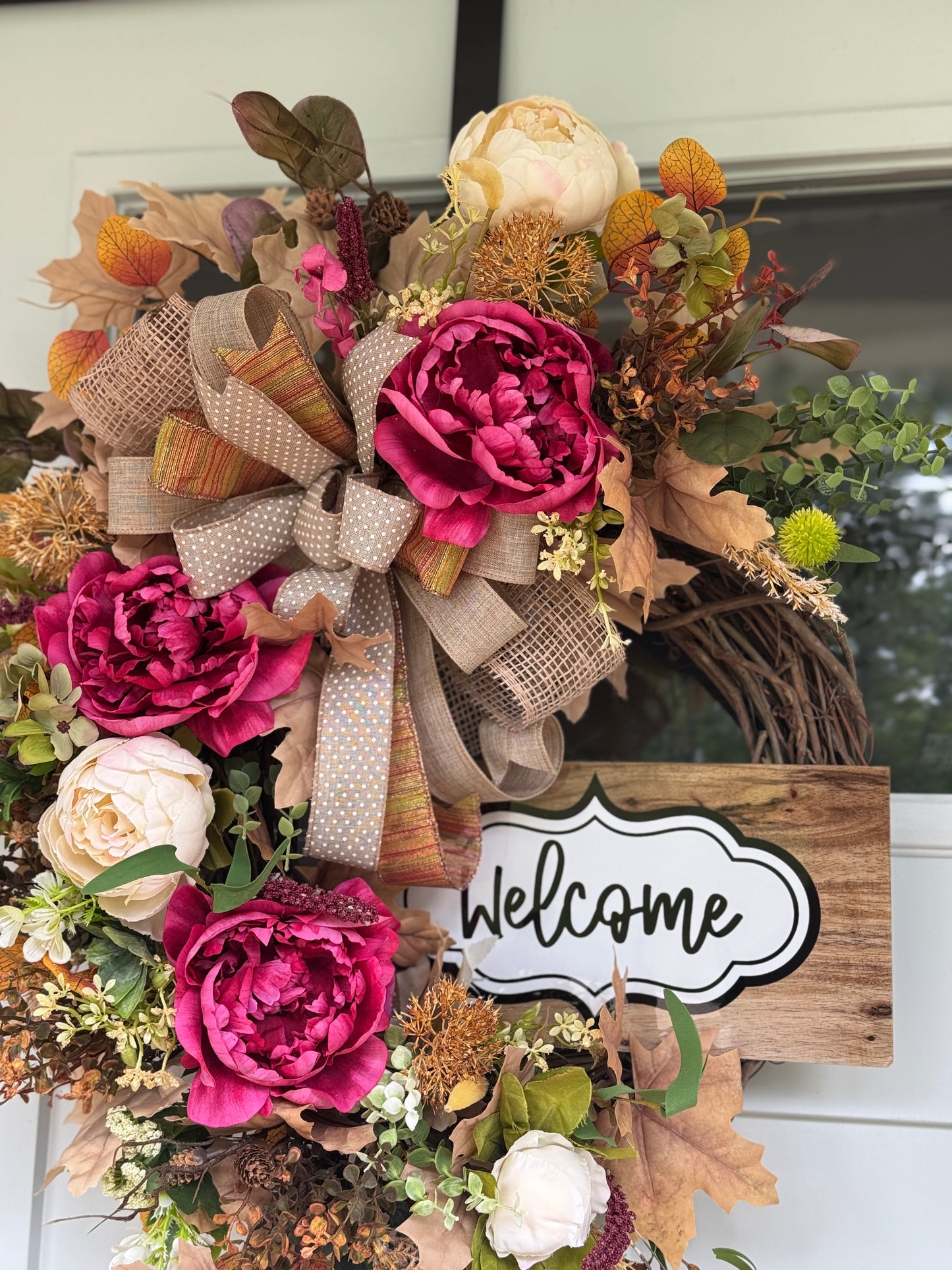 Pink and Cream Floral Welcome Wreath