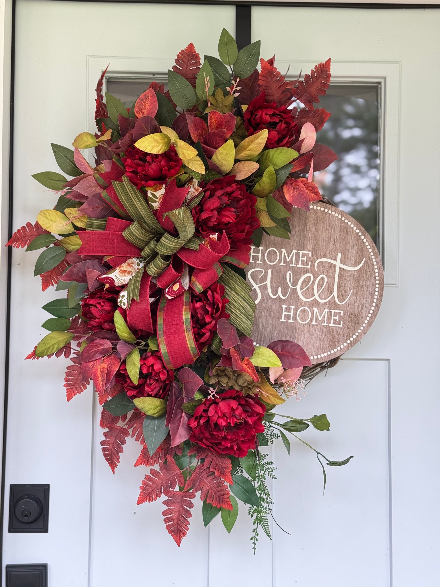 Burgundy and Moss Floral Wreath