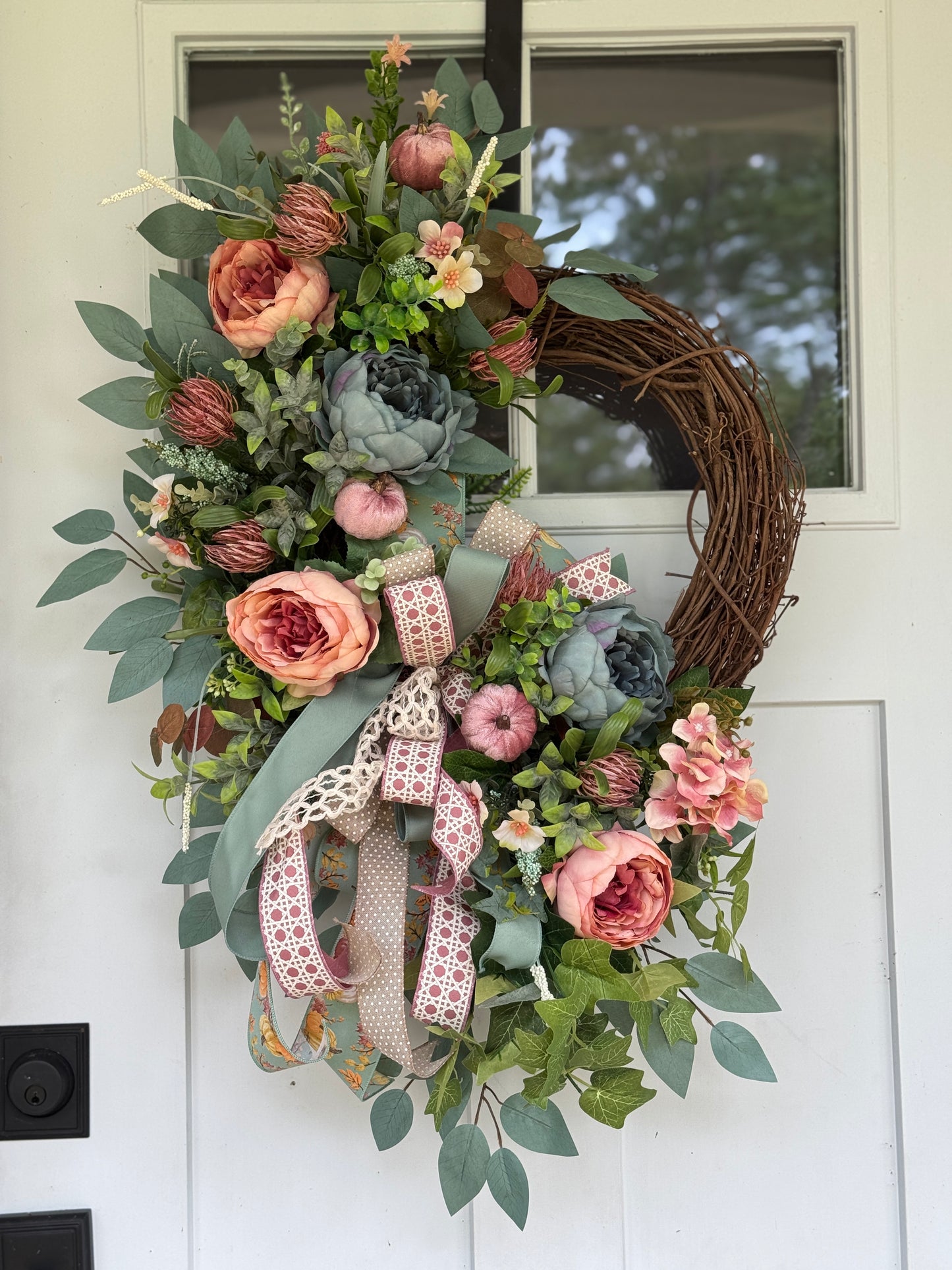 Elegant Dusty Pink And Blue Wreath