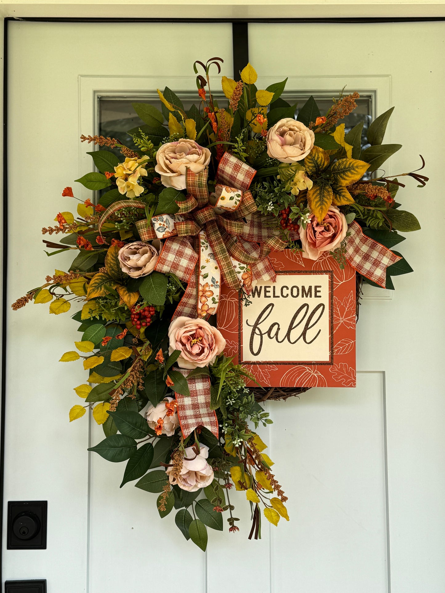 Large Neutral Tones Fall Floral Wreath