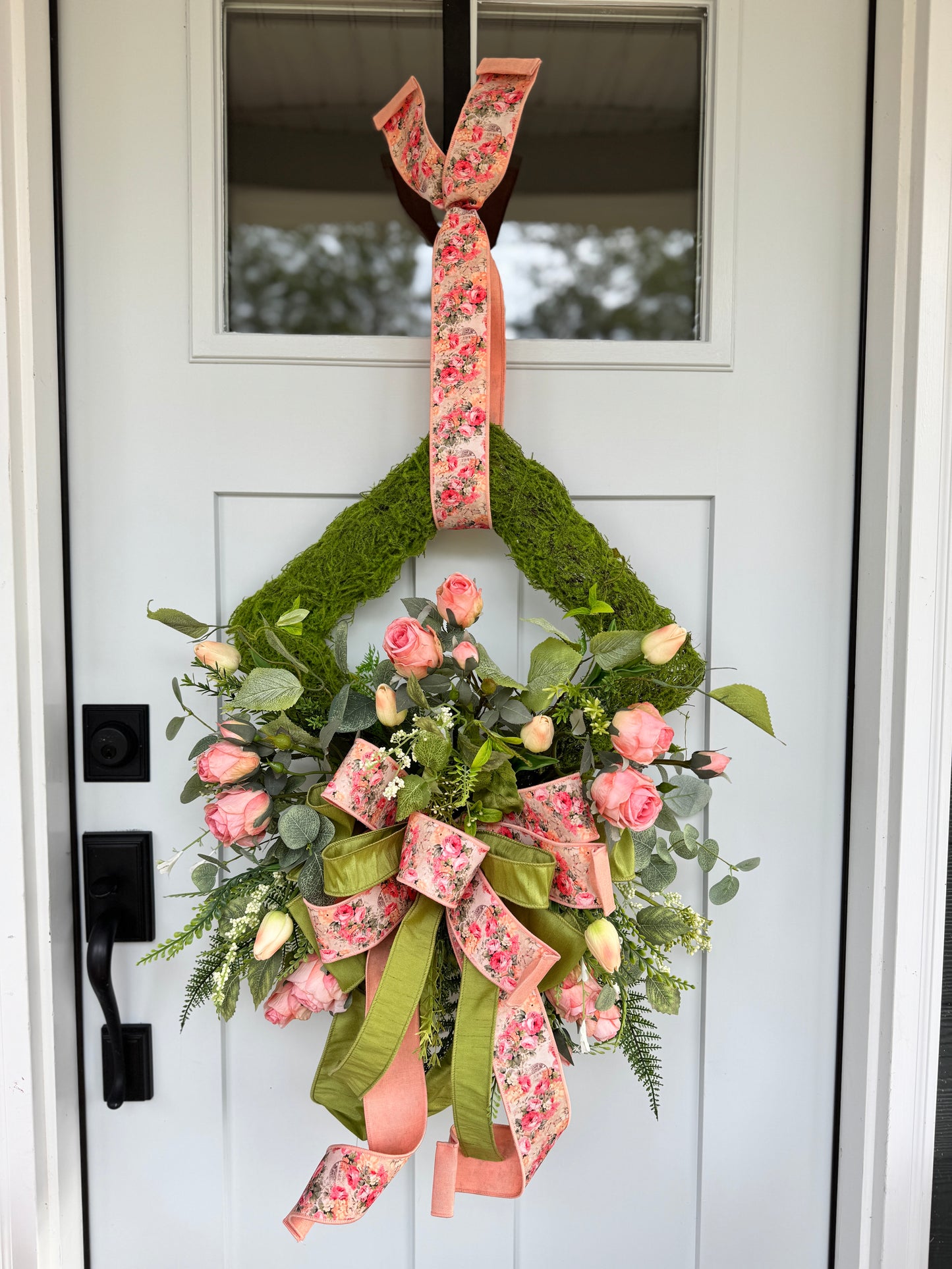Elegant Rose and Tulip Moss Wreath