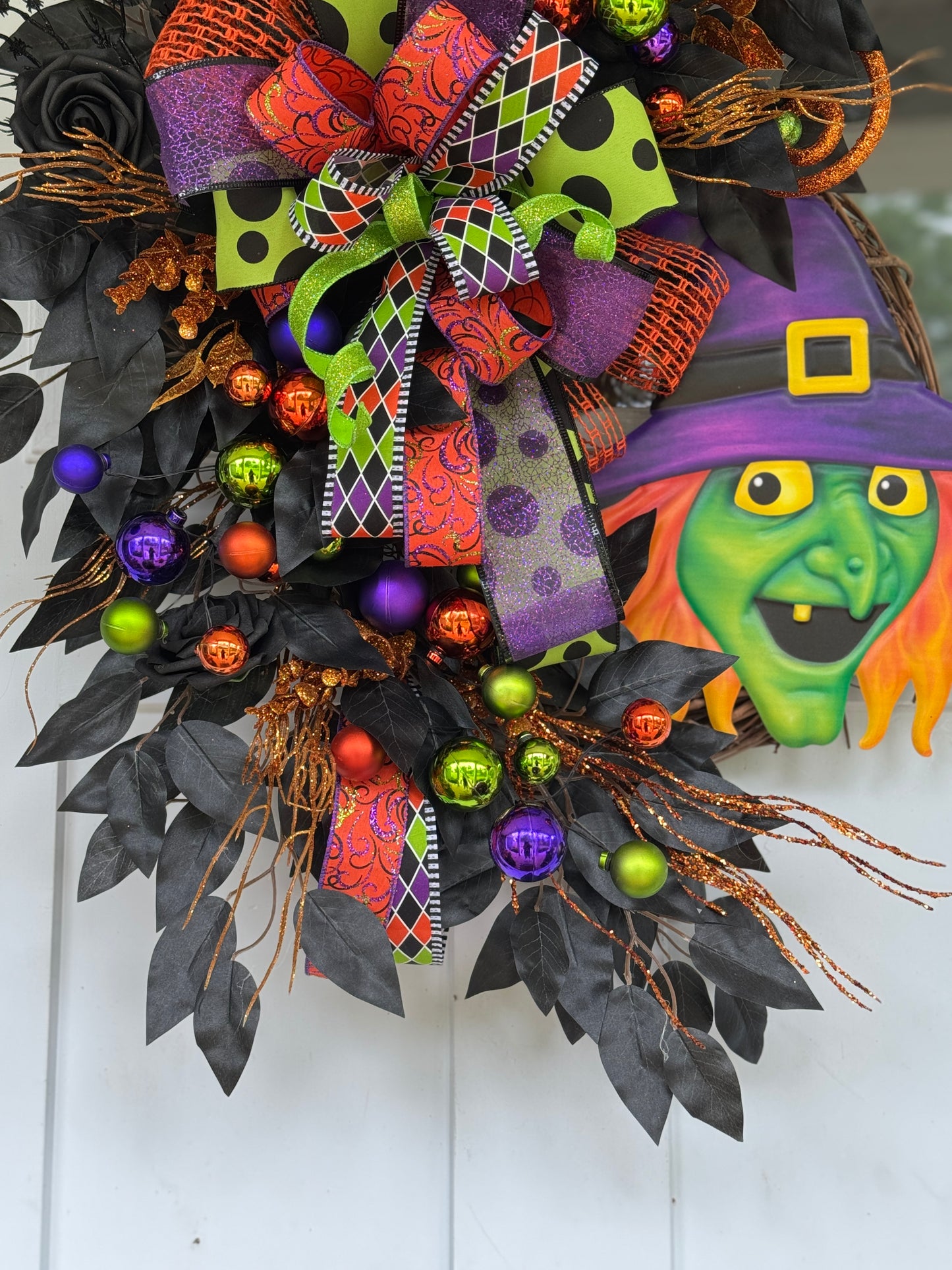 Halloween Witch and Spider Wreath