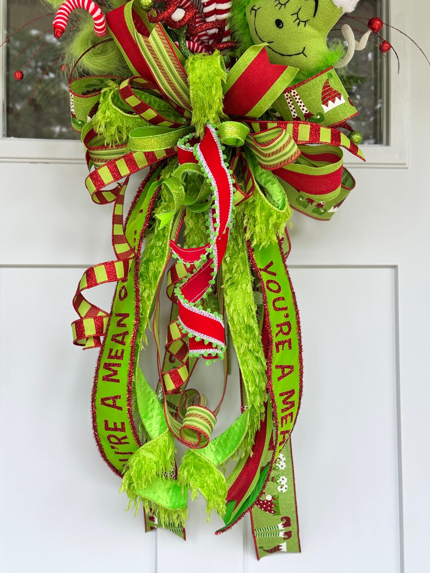 Vibrant Large Grinch Bow/Treetopper