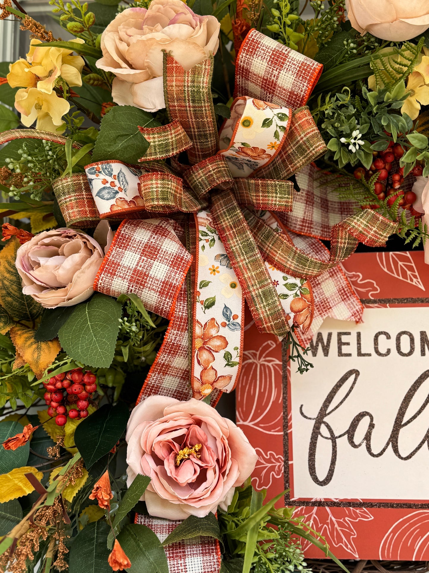Large Neutral Tones Fall Floral Wreath