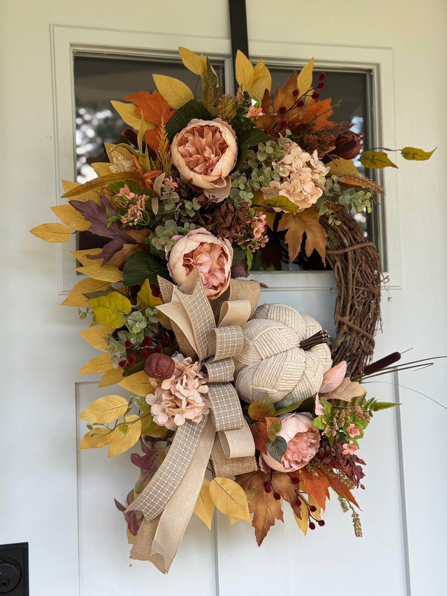 Neutral Boho Inspired Autumn Floral Wreath