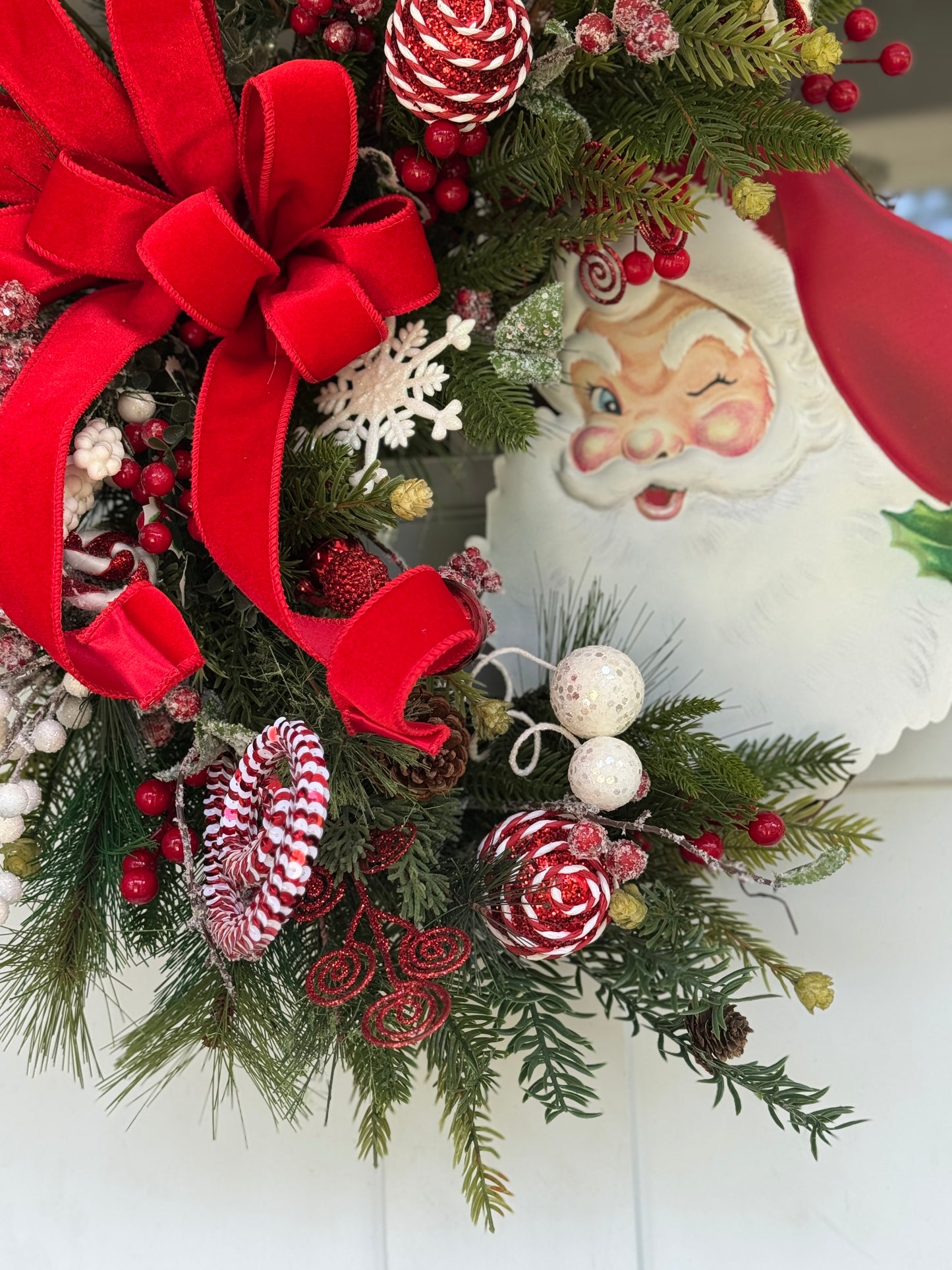 Winking Santa Holiday Wreath
