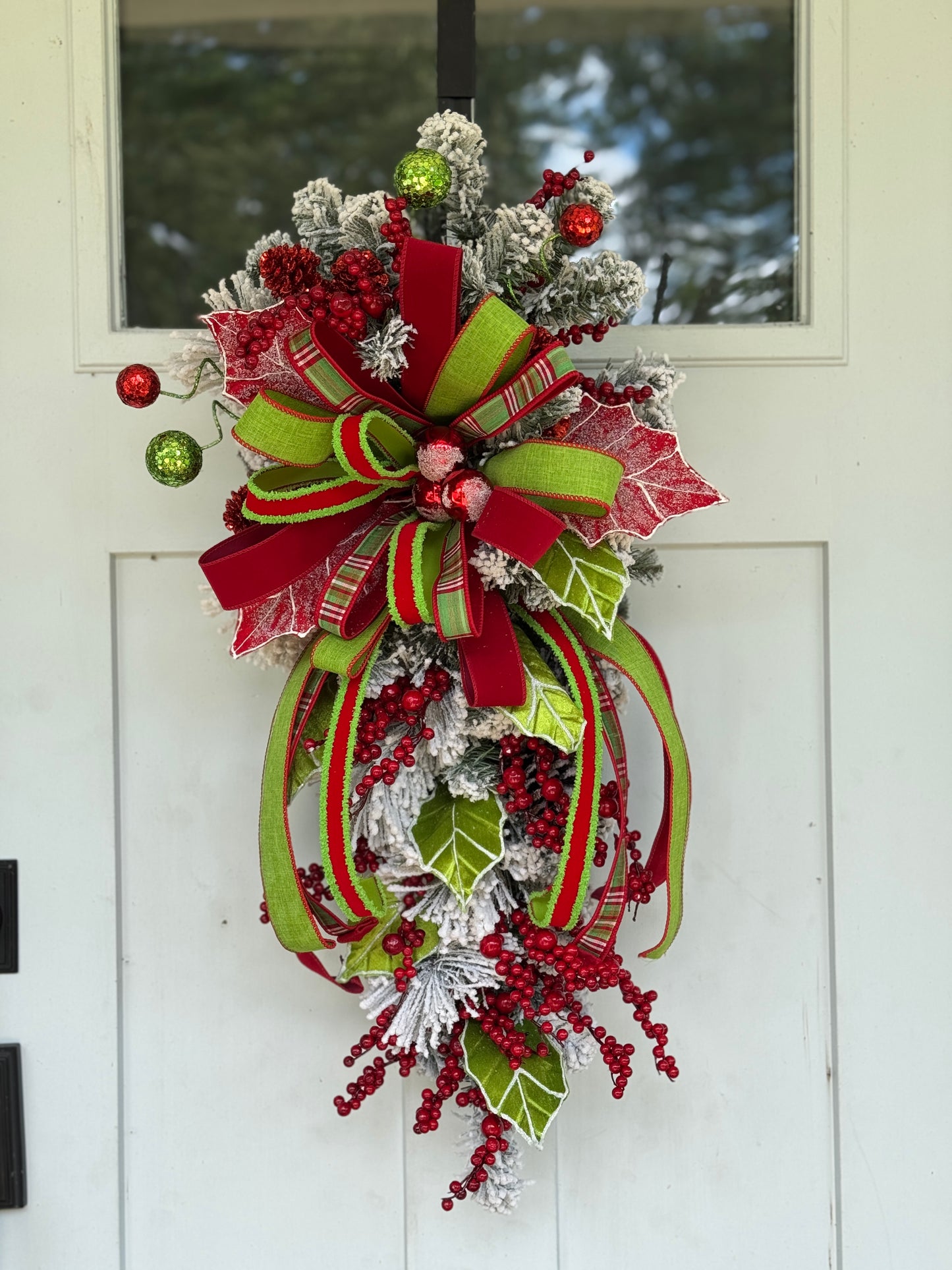 Festive Red and Green Holly Winter/Holiday Wreath