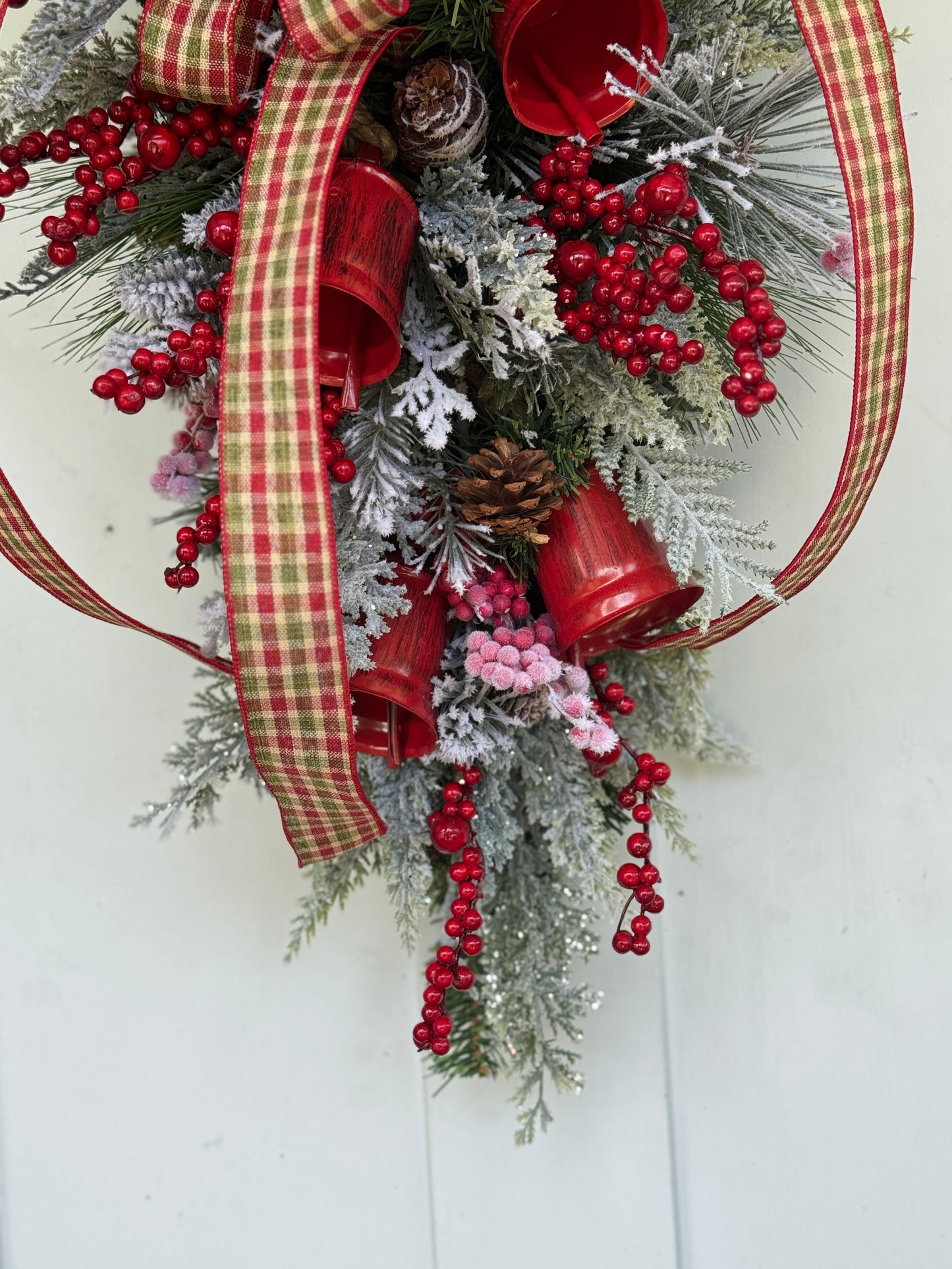 Primitive Bell Winter/Holiday Teardrop Wreath