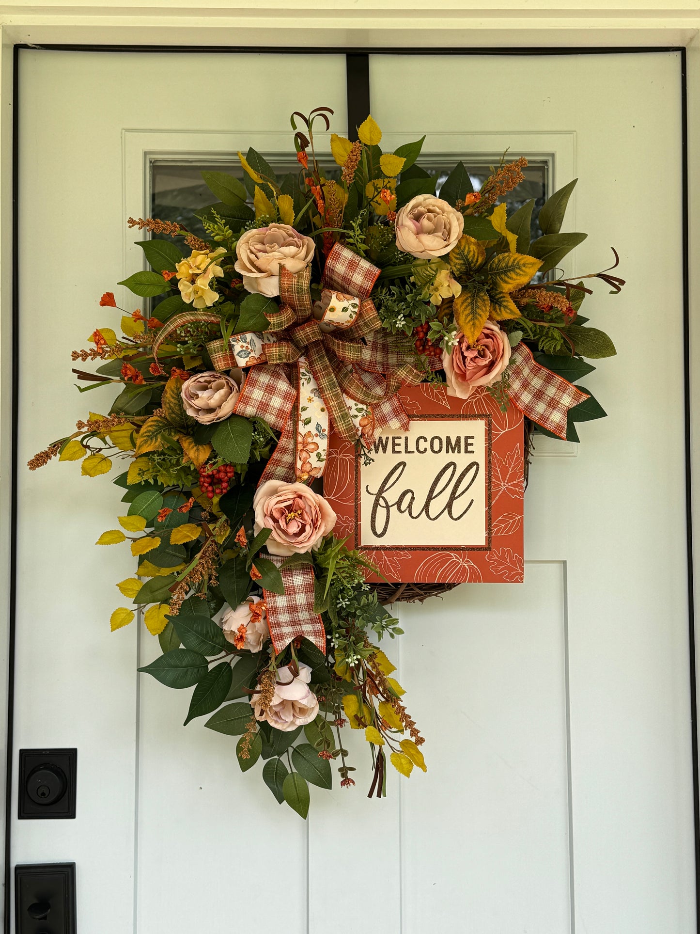 Large Neutral Tones Fall Floral Wreath