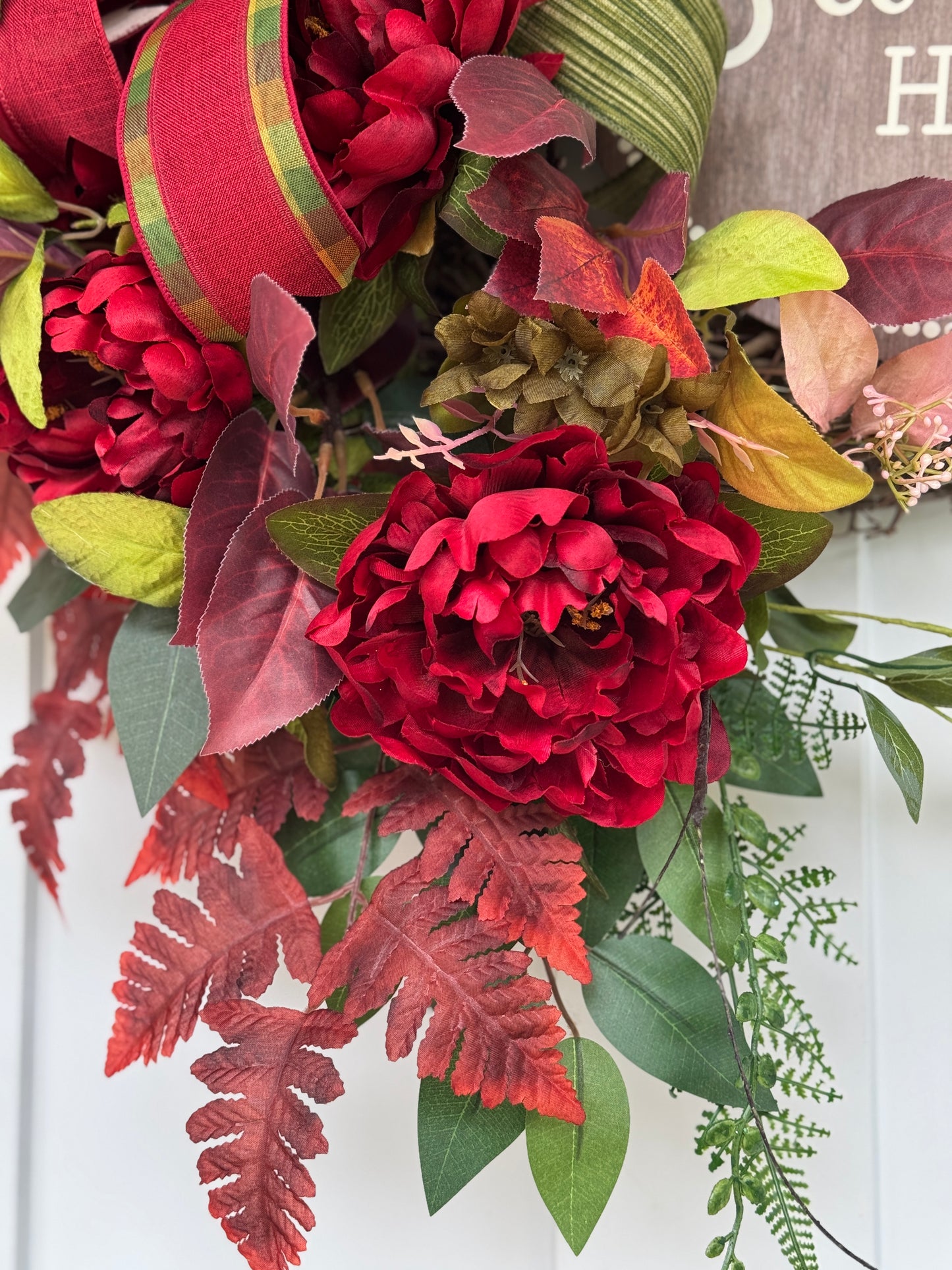 Burgundy and Moss Floral Wreath