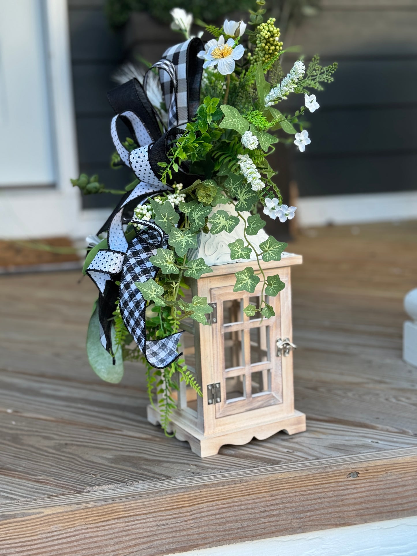 Rustic Lantern with Greenery Decor