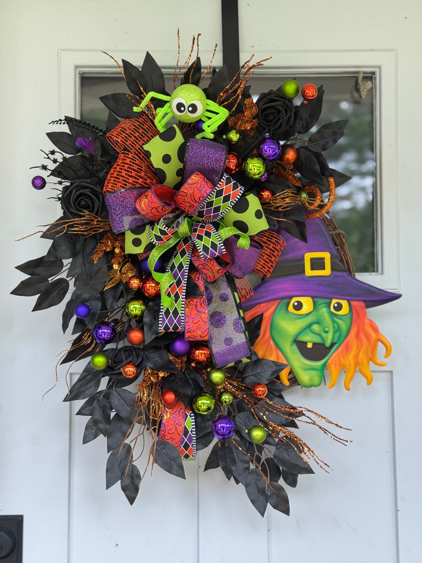 Halloween Witch and Spider Wreath