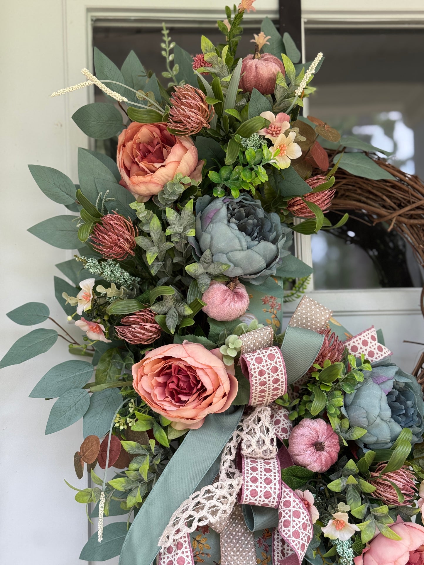 Elegant Dusty Pink And Blue Wreath