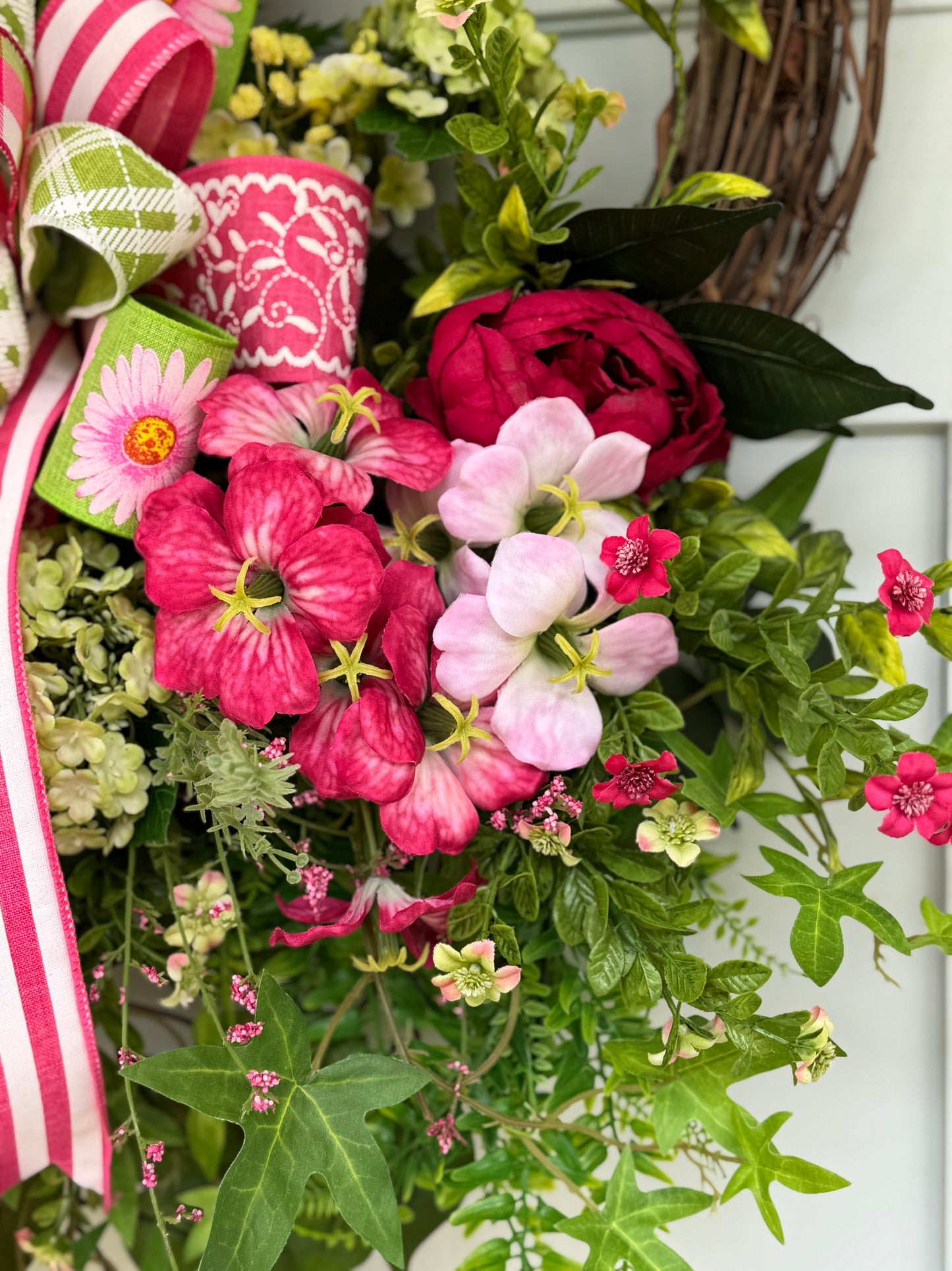 Stunning Pink and Green Floral Wreath
