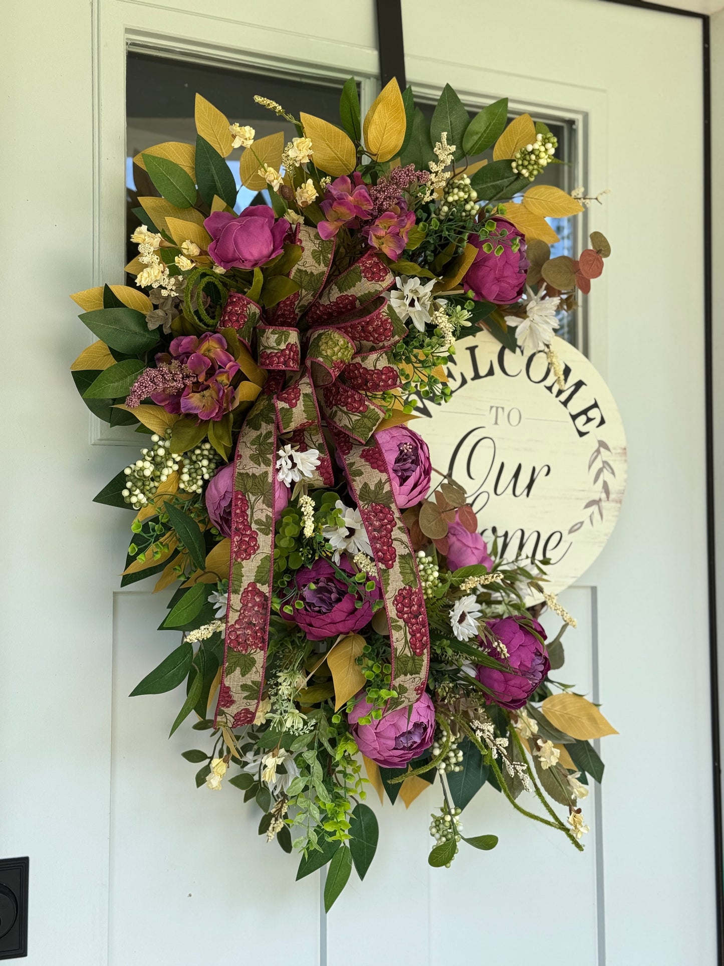 Purple Floral Welcome Wreath