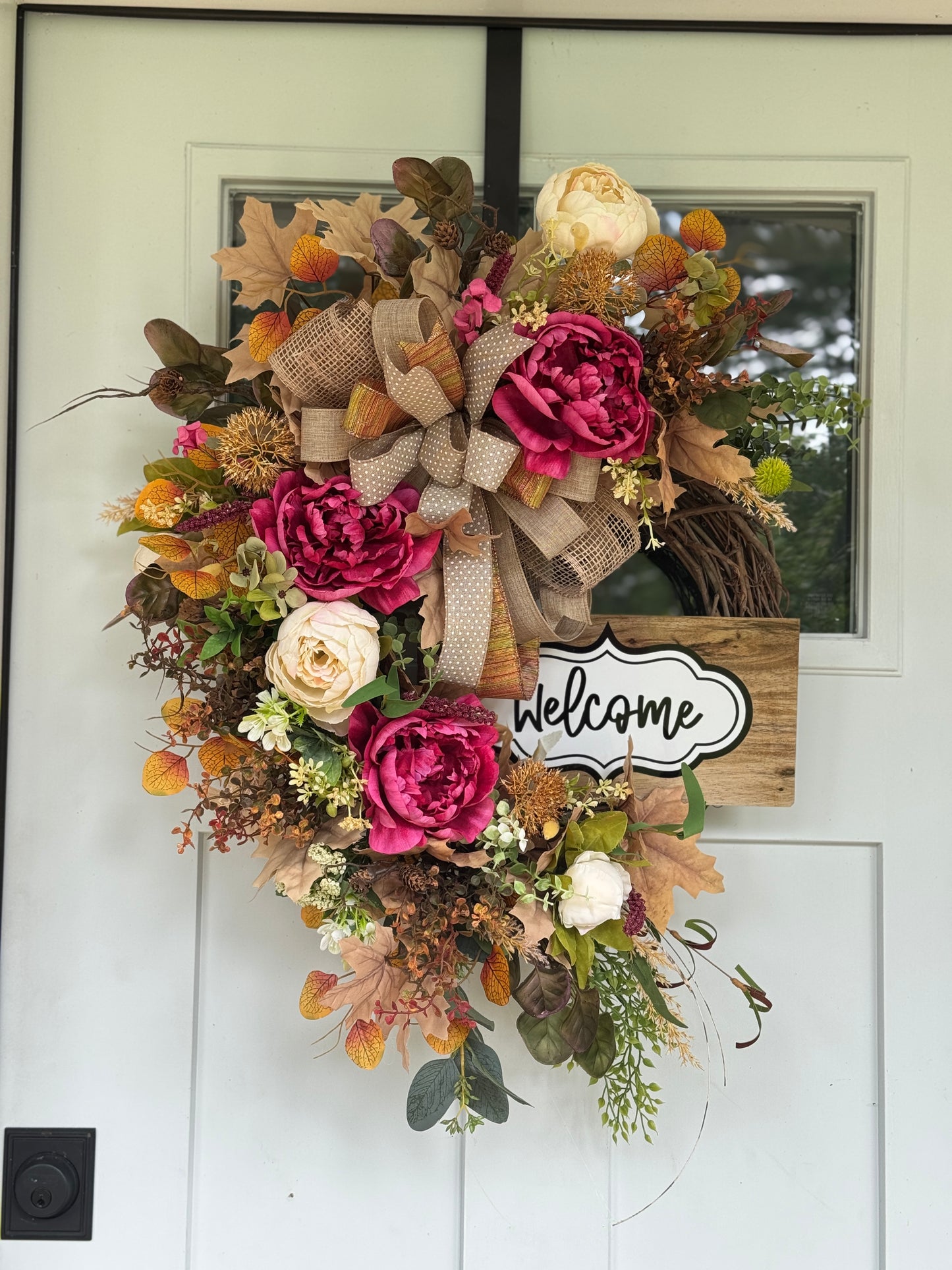 Pink and Cream Floral Welcome Wreath