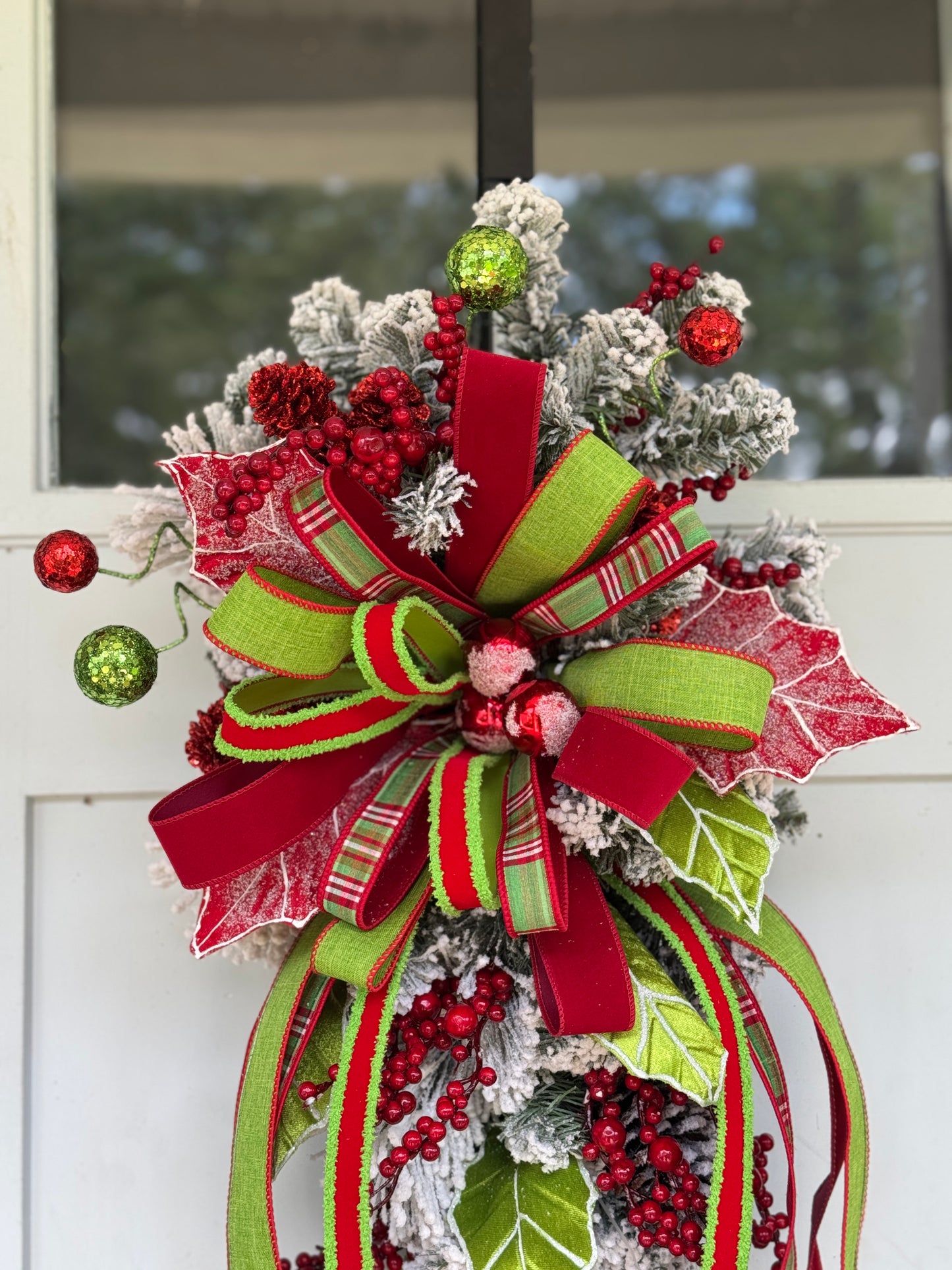 Festive Red and Green Holly Winter/Holiday Wreath