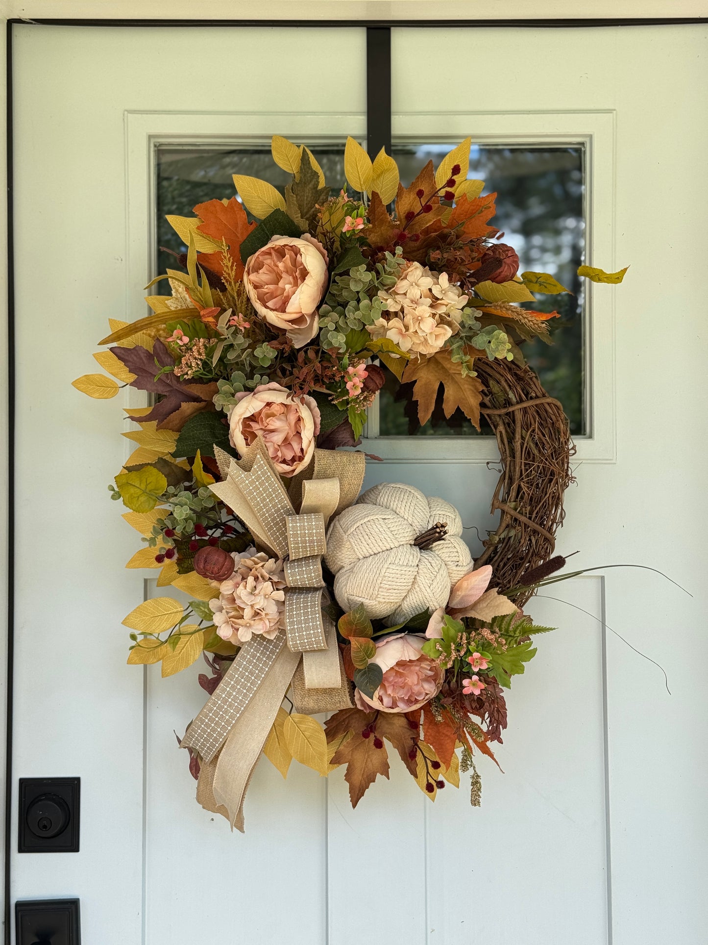 Neutral Boho Inspired Autumn Floral Wreath
