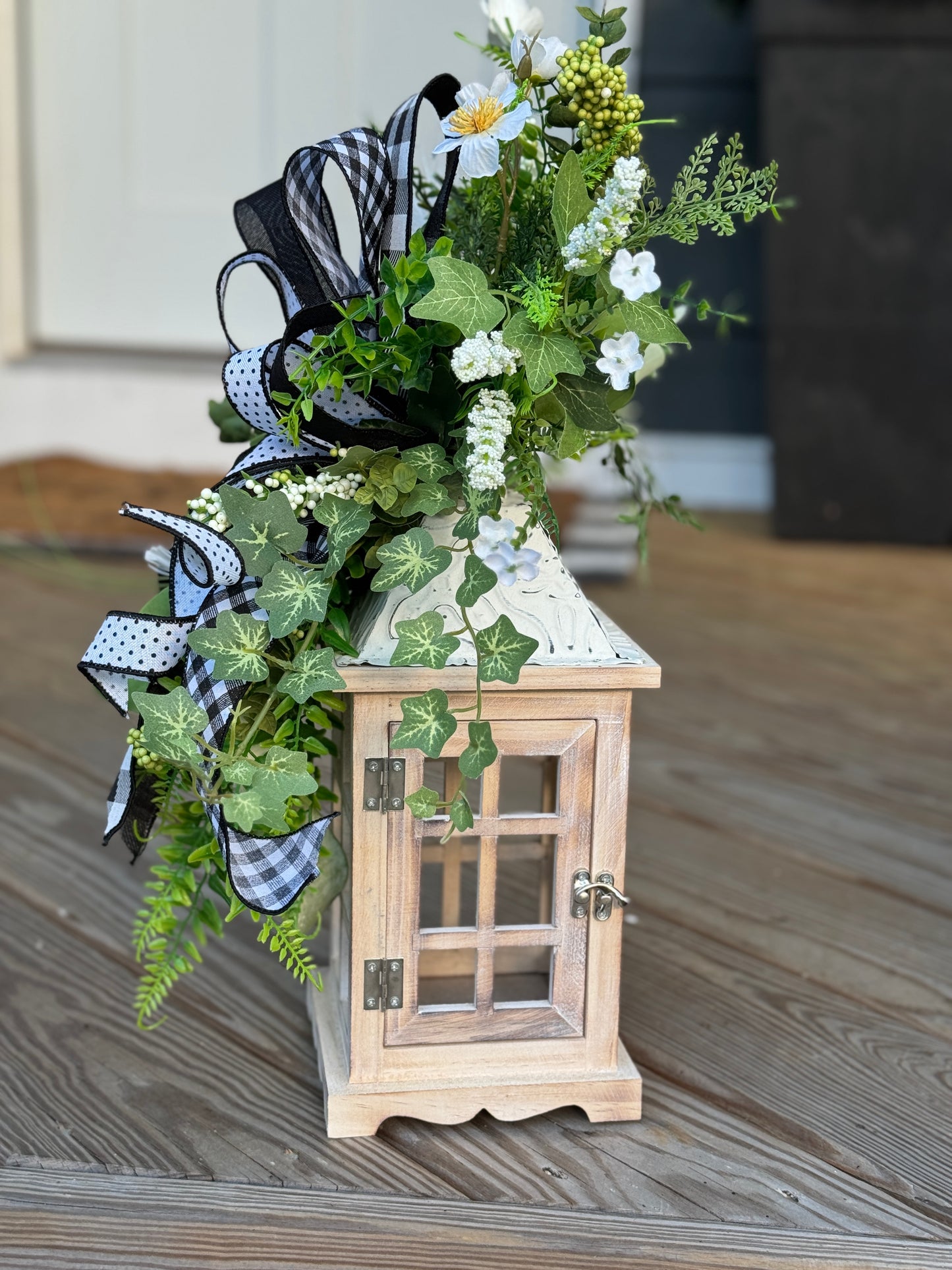 Rustic Lantern with Greenery Decor
