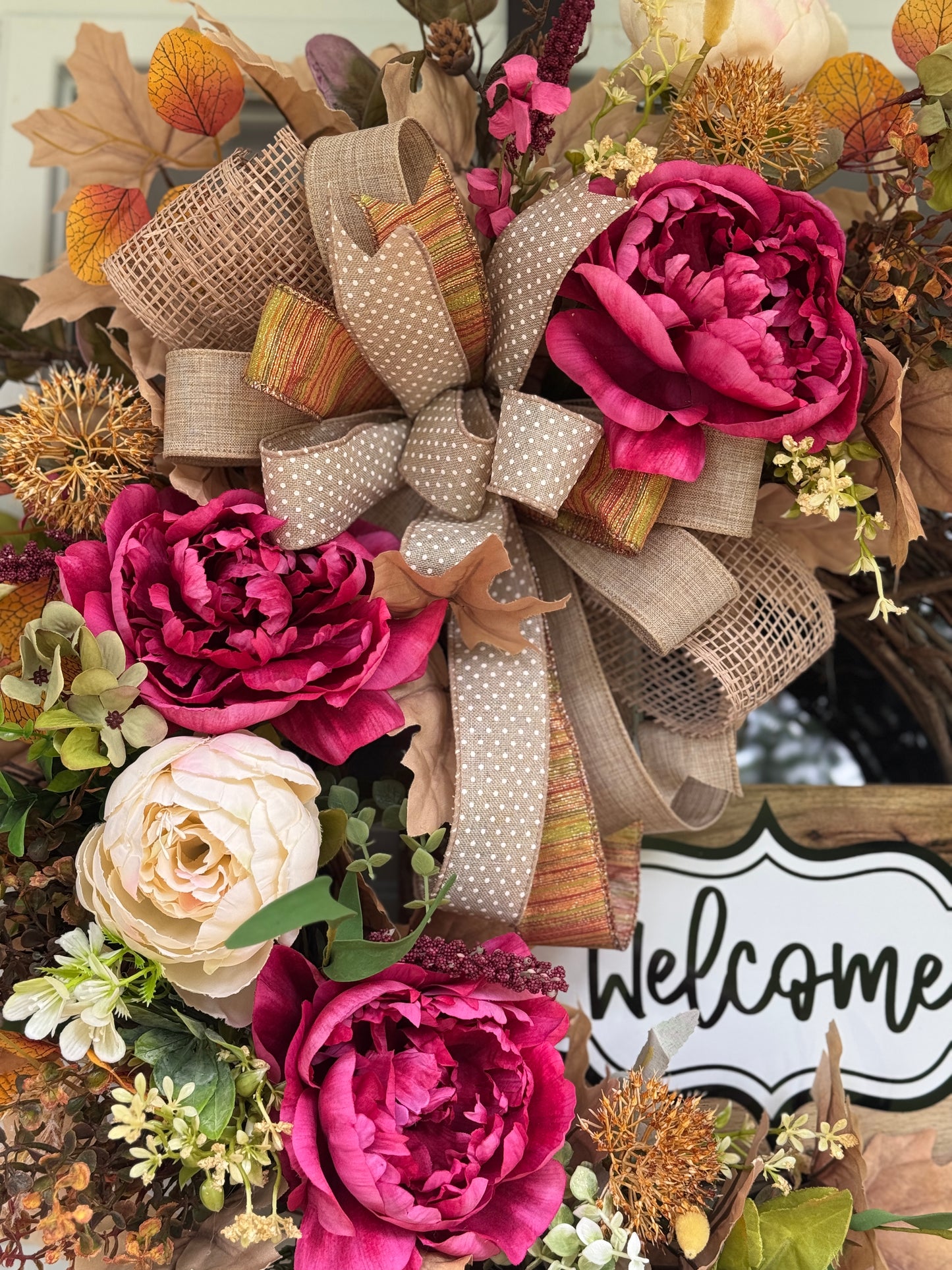 Pink and Cream Floral Welcome Wreath