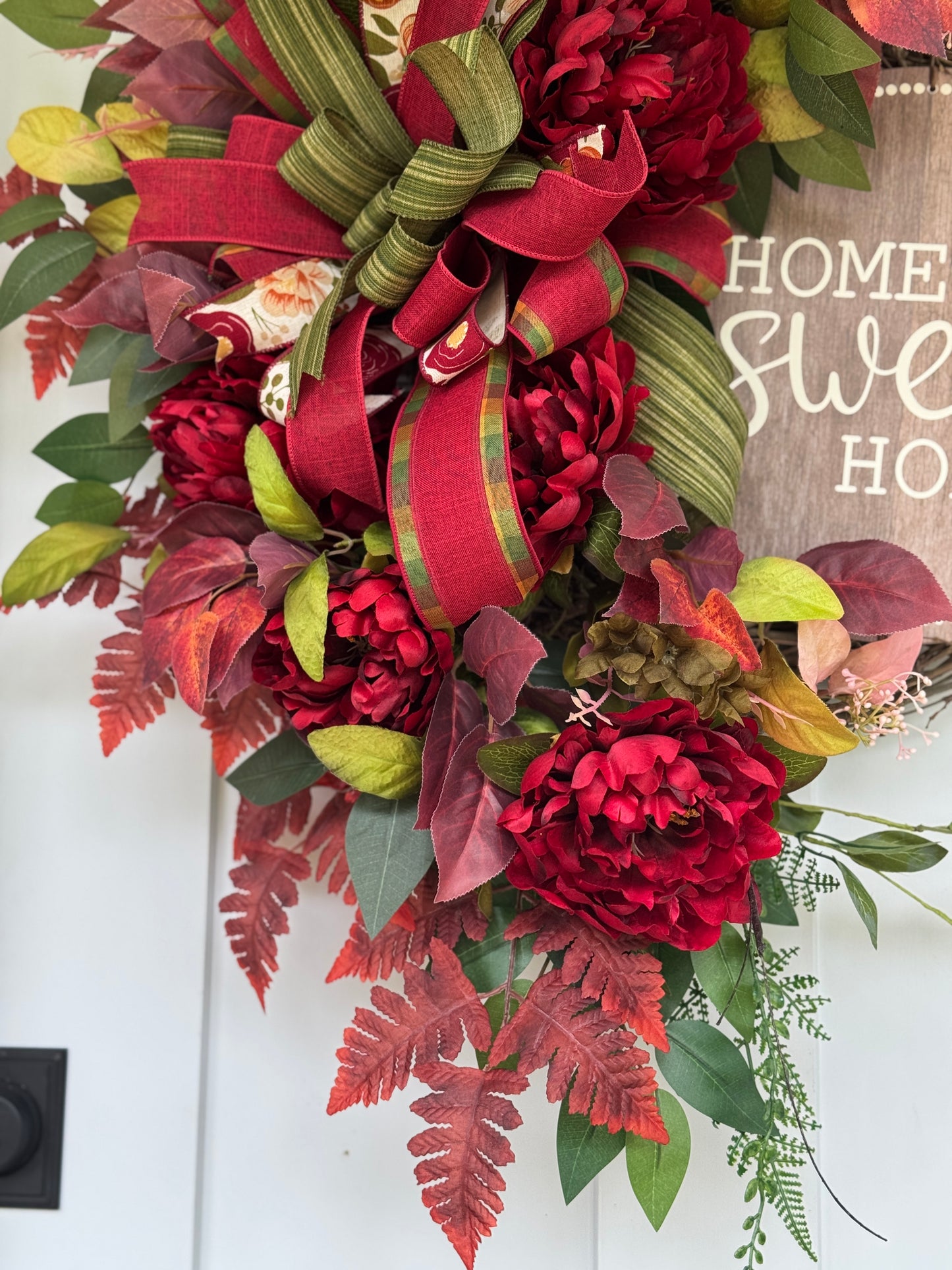 Burgundy and Moss Floral Wreath