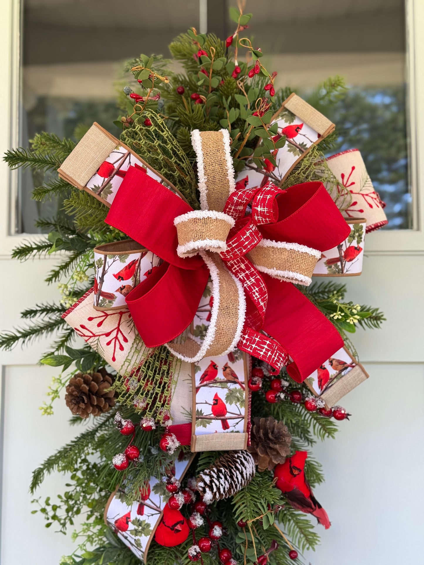 Woodland Cardinal Winter/Holiday Door Swag