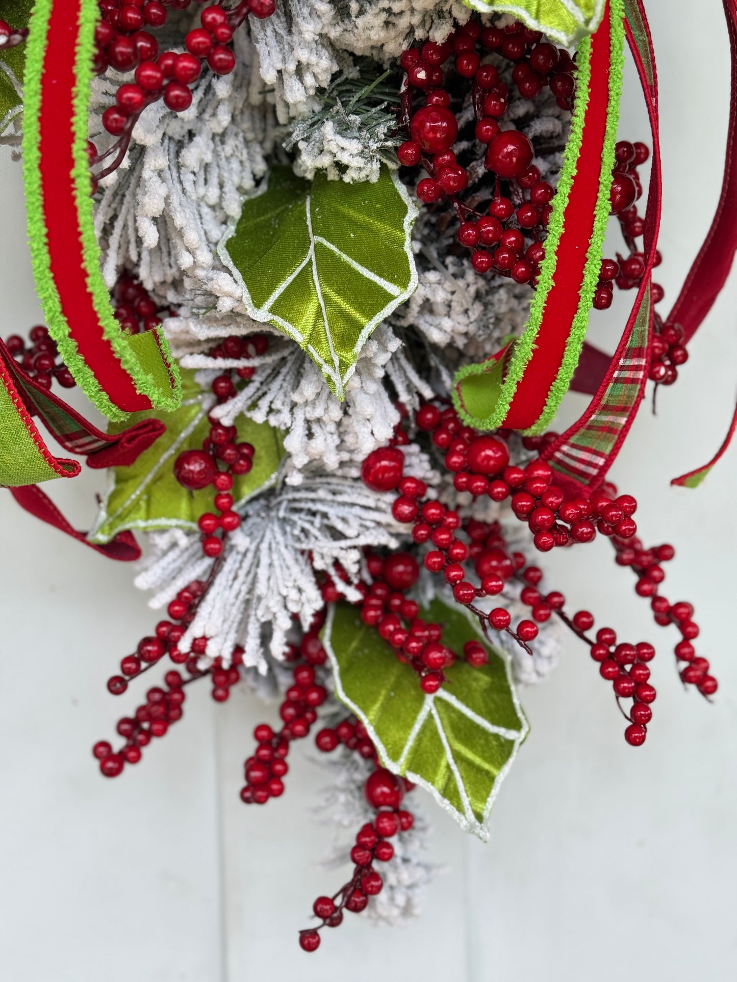 Festive Red and Green Holly Winter/Holiday Wreath