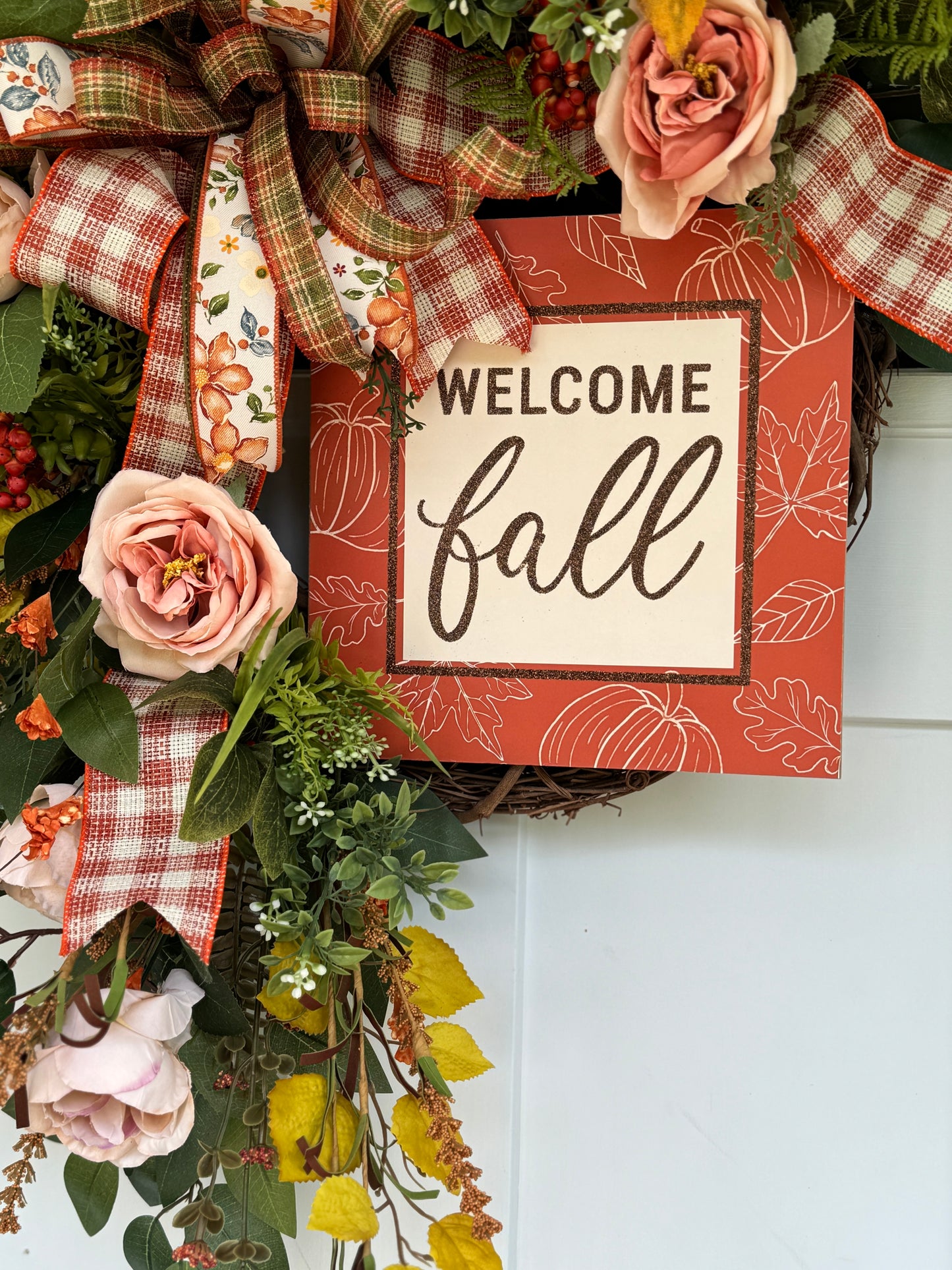 Large Neutral Tones Fall Floral Wreath