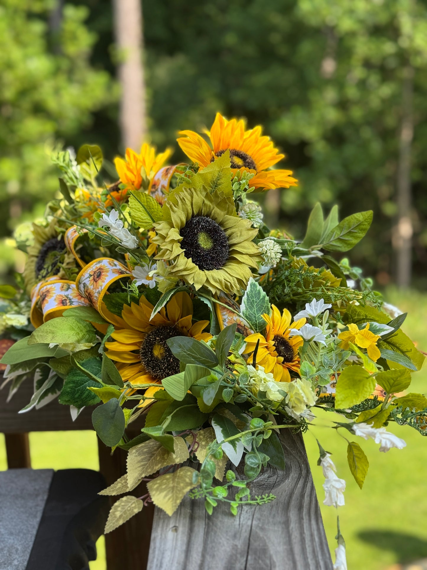 Sunflower and Greenery Fall Centerpiece/Arrangement