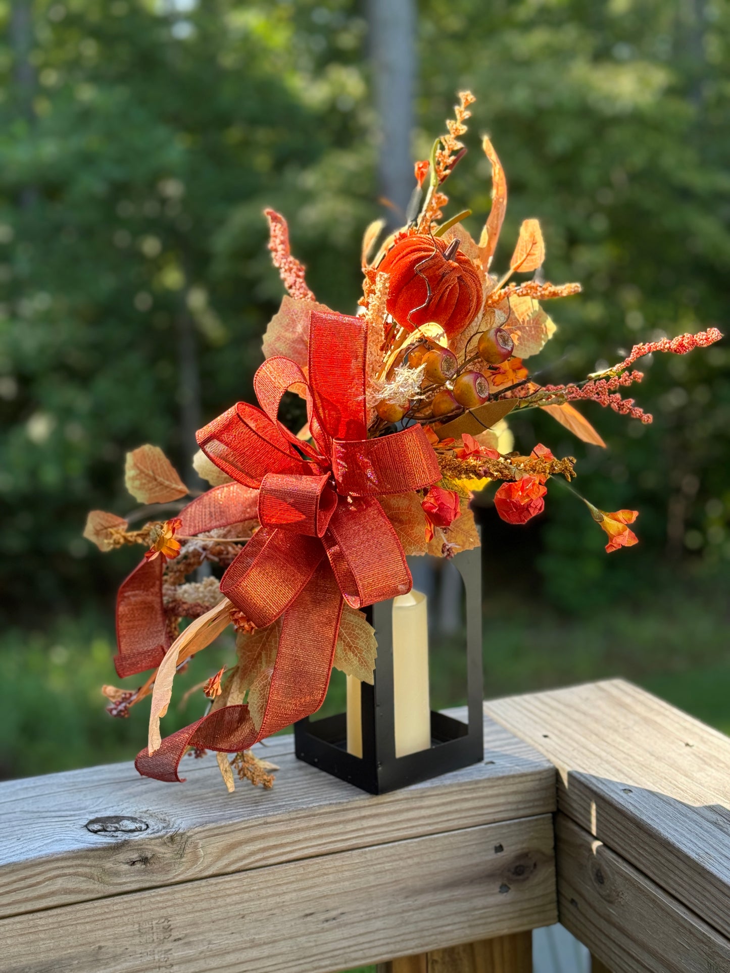Autumn Harvest Lantern with Candle