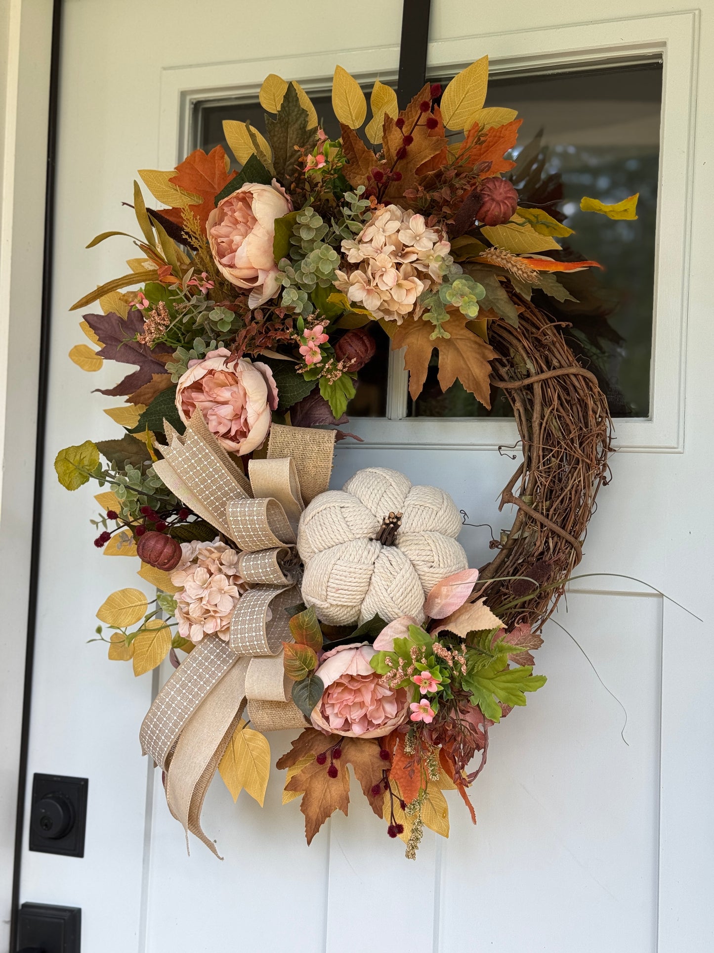 Neutral Boho Inspired Autumn Floral Wreath