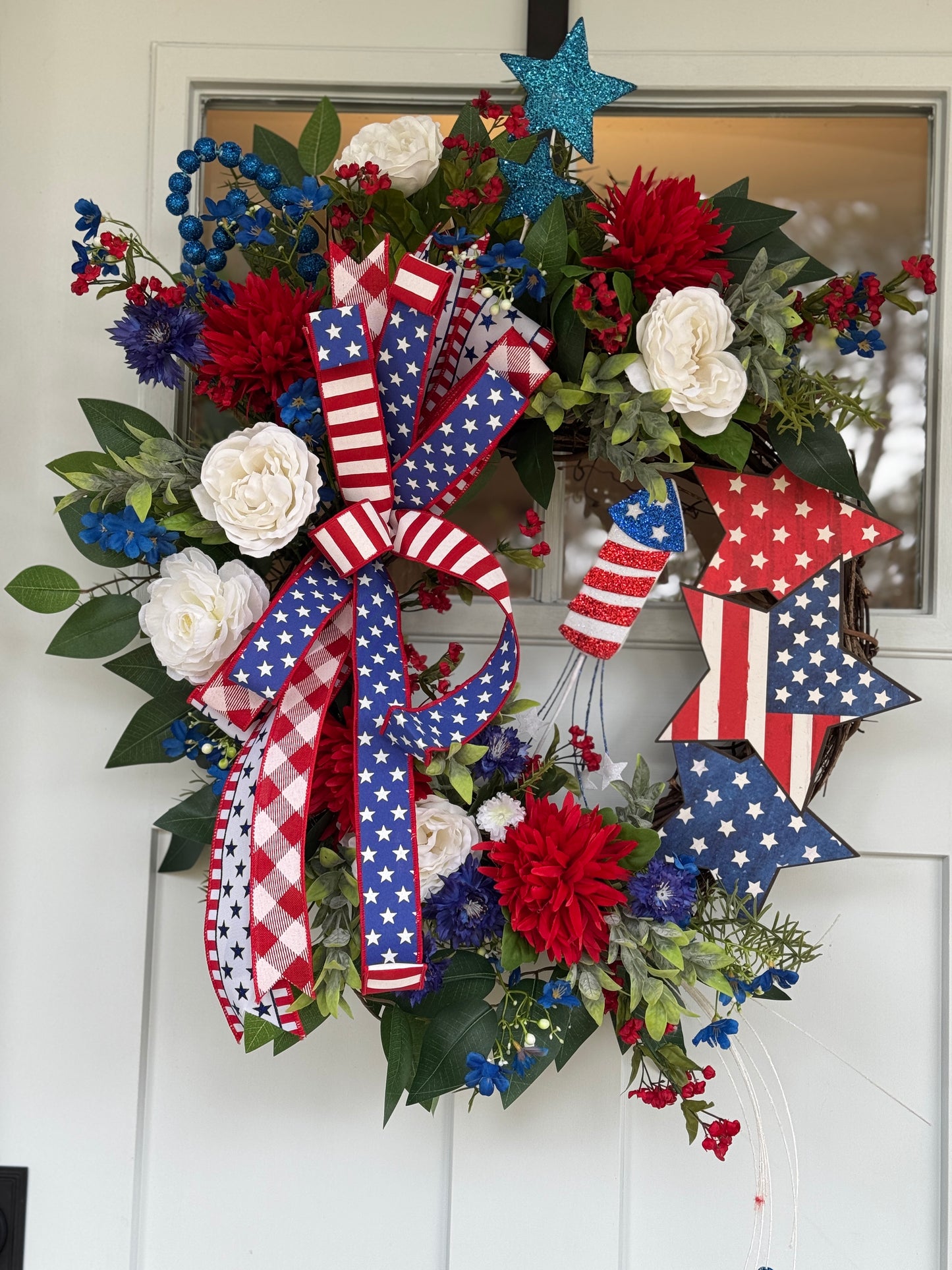 Patriotic Red, White, and Blue Holiday Wreath