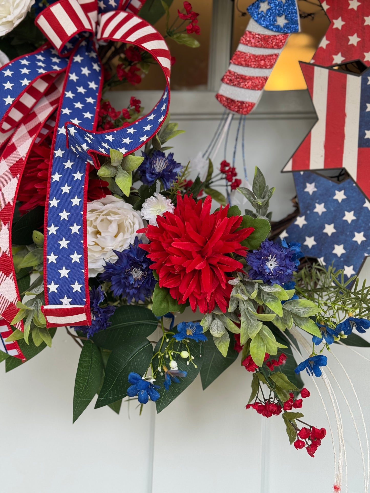 Patriotic Red, White, and Blue Holiday Wreath