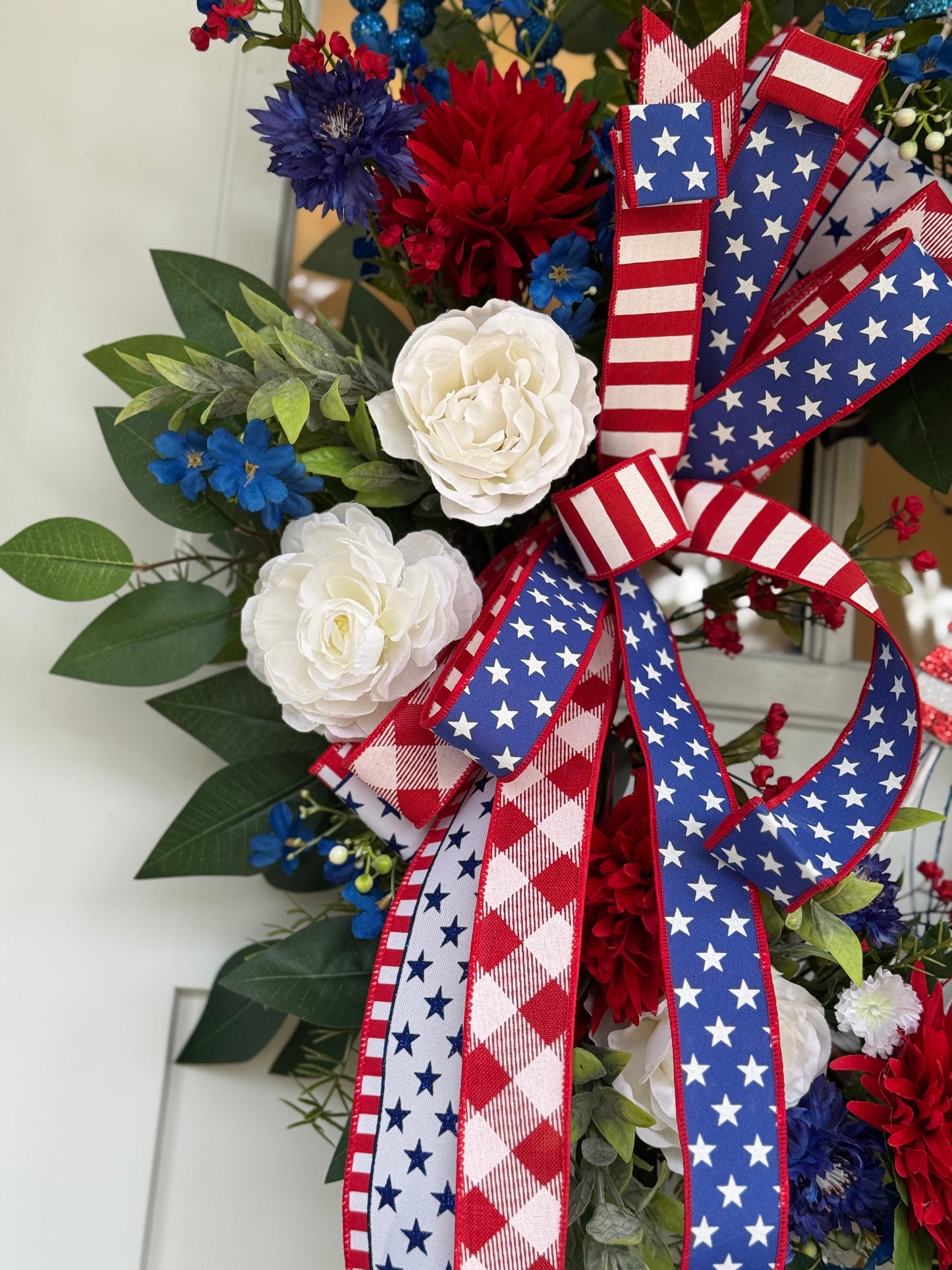 Patriotic Red, White, and Blue Holiday Wreath