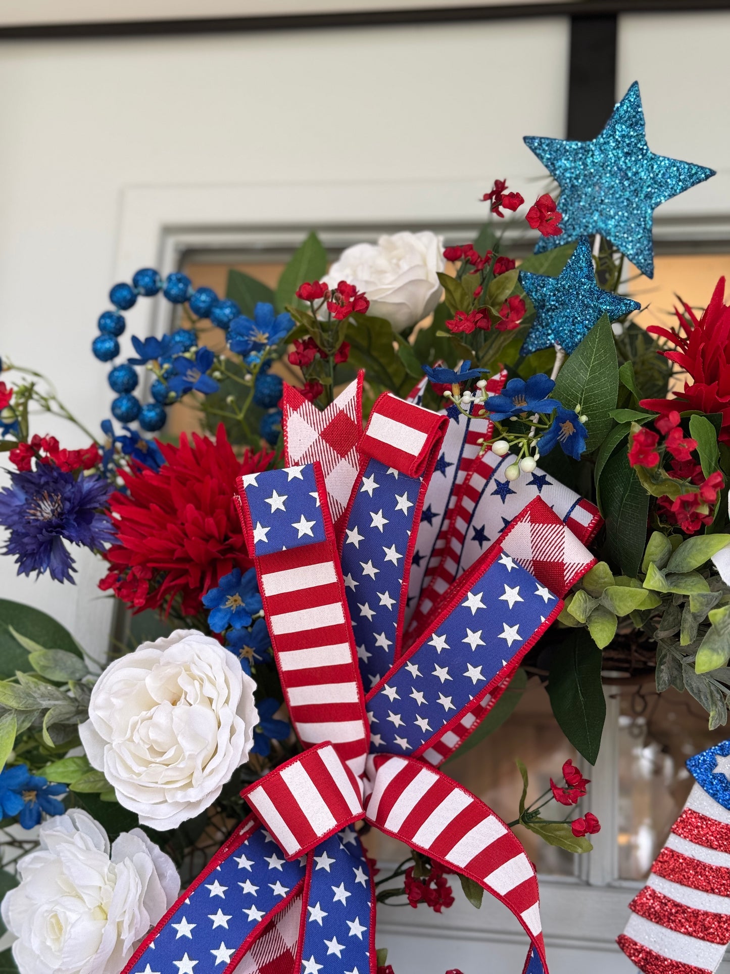 Patriotic Red, White, and Blue Holiday Wreath
