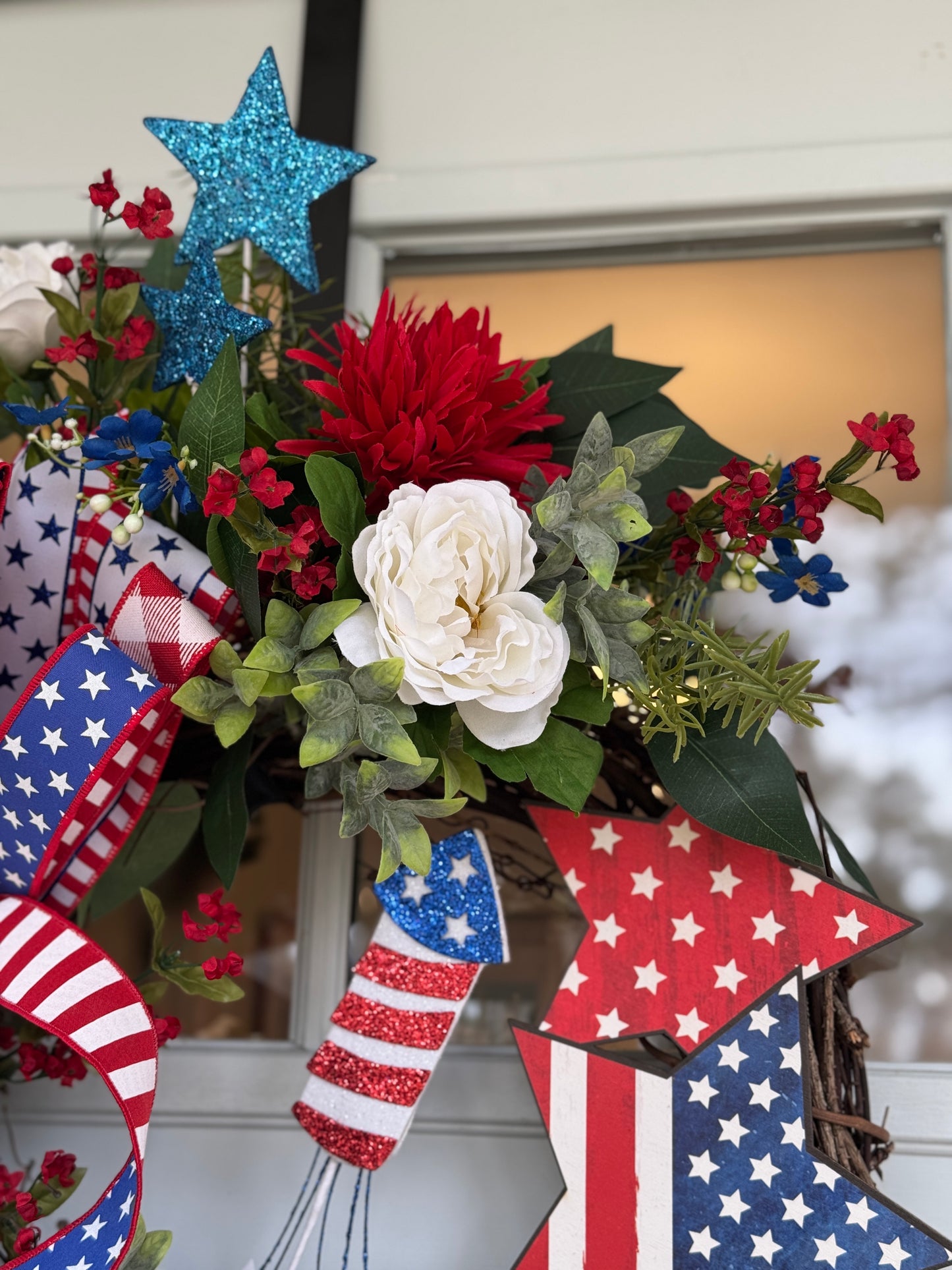 Patriotic Red, White, and Blue Holiday Wreath