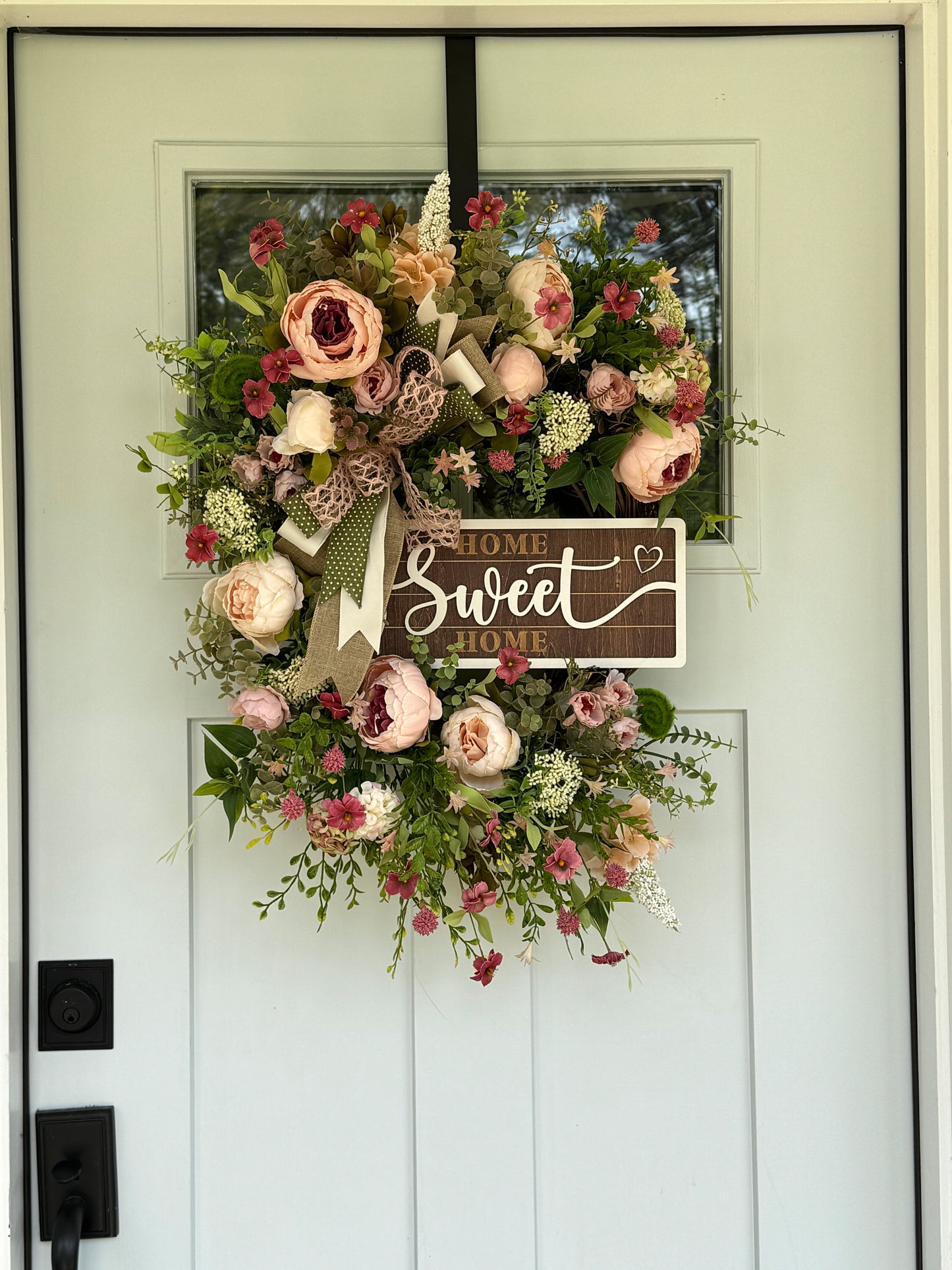 English Garden Inspired Home Sweet Home Wreath