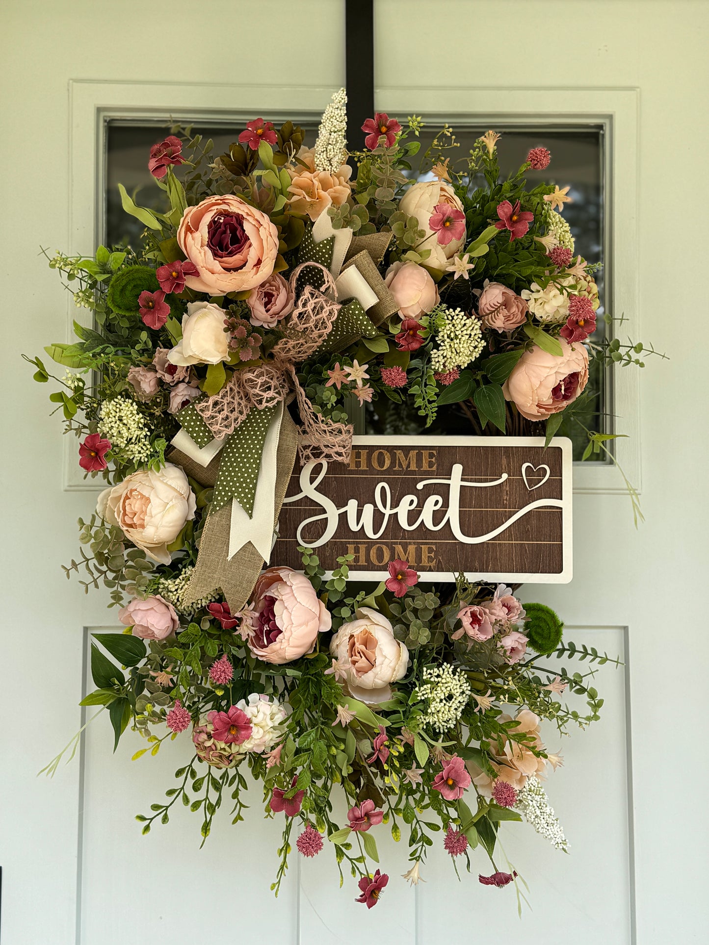 English Garden Inspired Home Sweet Home Wreath
