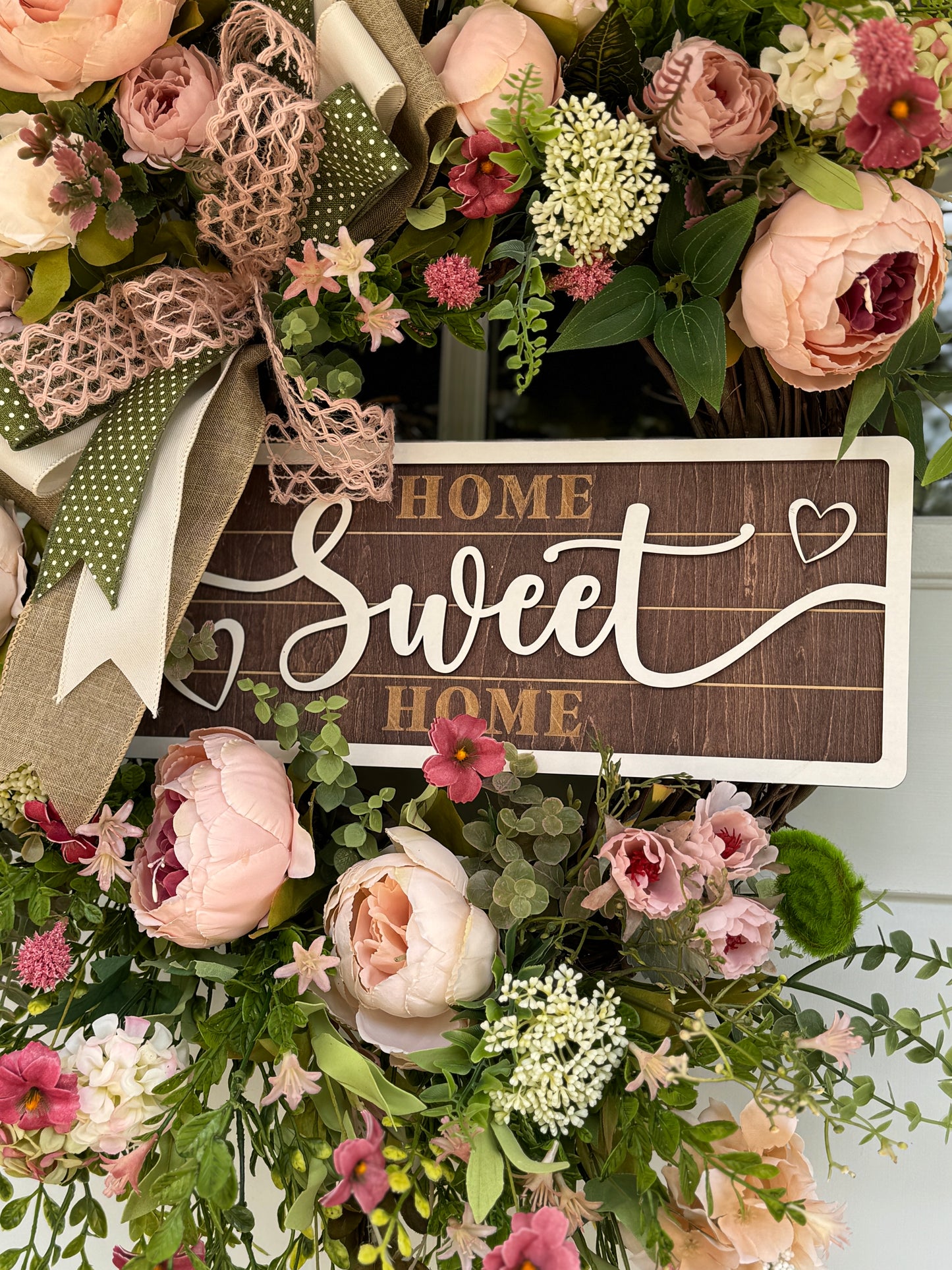 English Garden Inspired Home Sweet Home Wreath