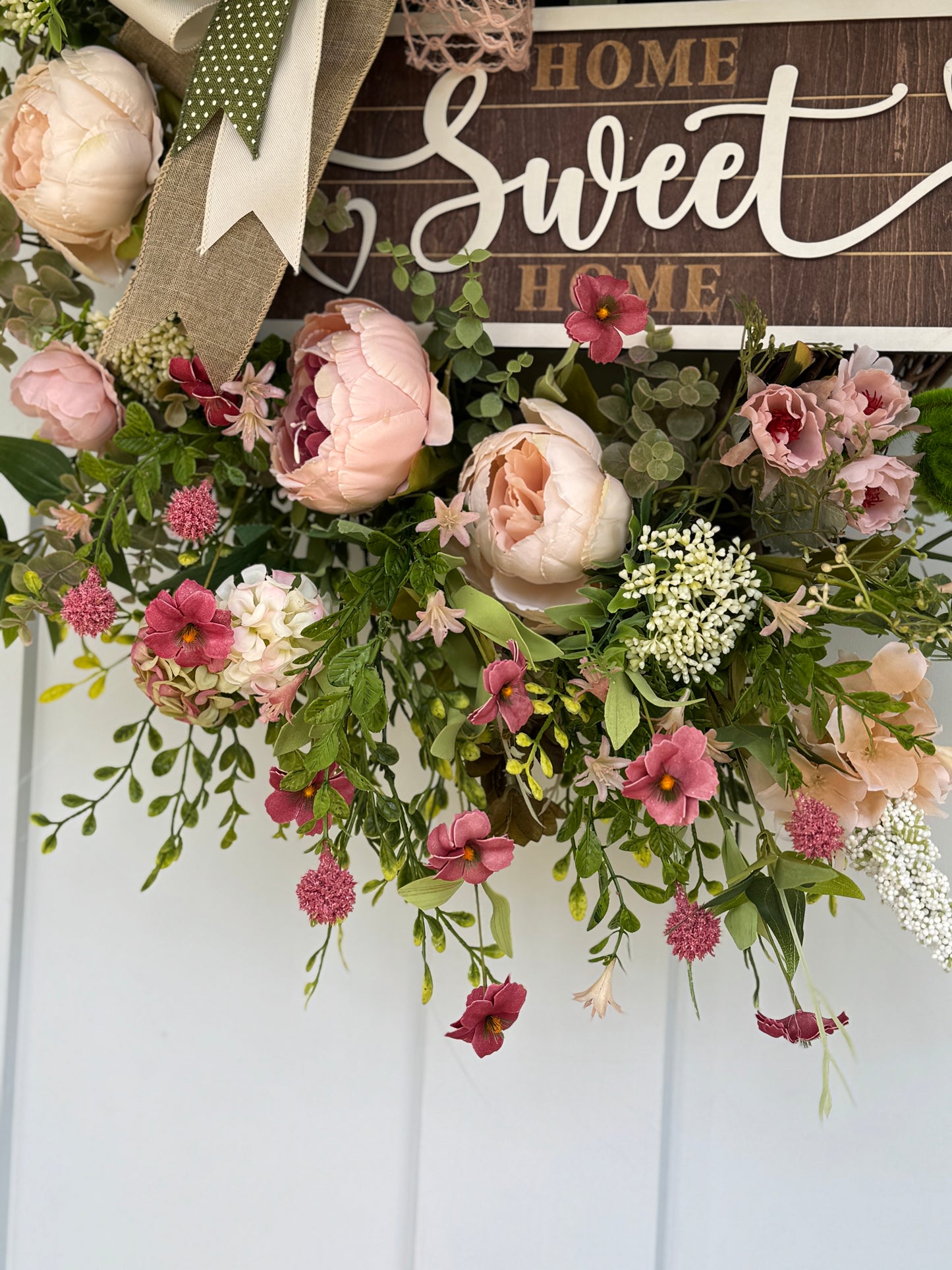 English Garden Inspired Home Sweet Home Wreath