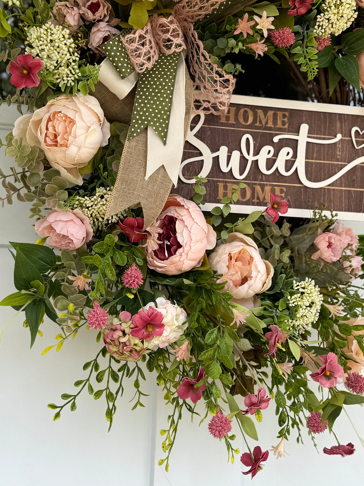 English Garden Inspired Home Sweet Home Wreath