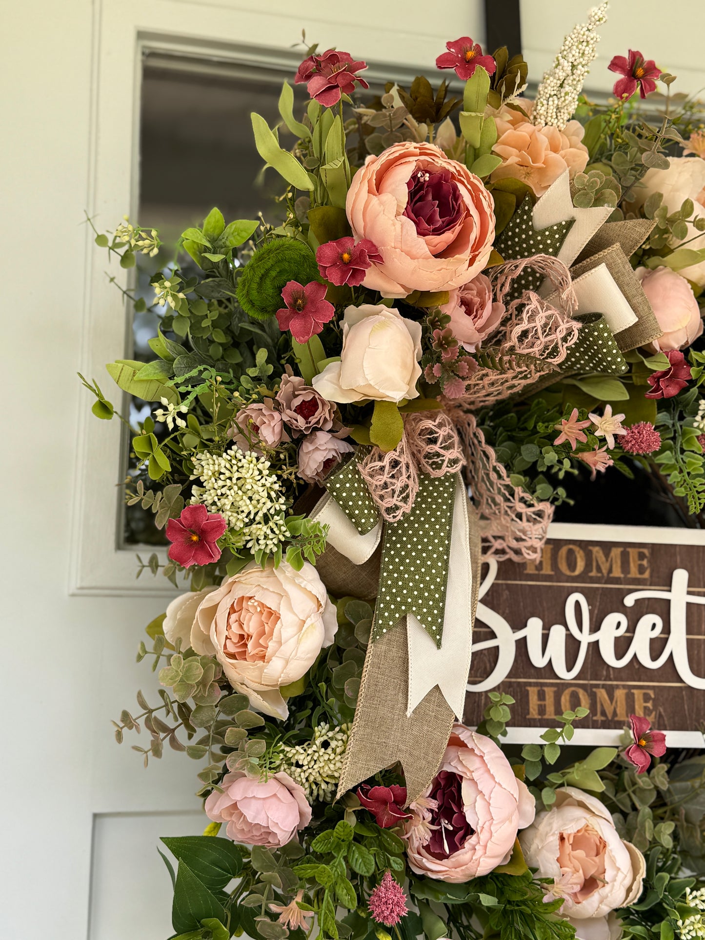 English Garden Inspired Home Sweet Home Wreath