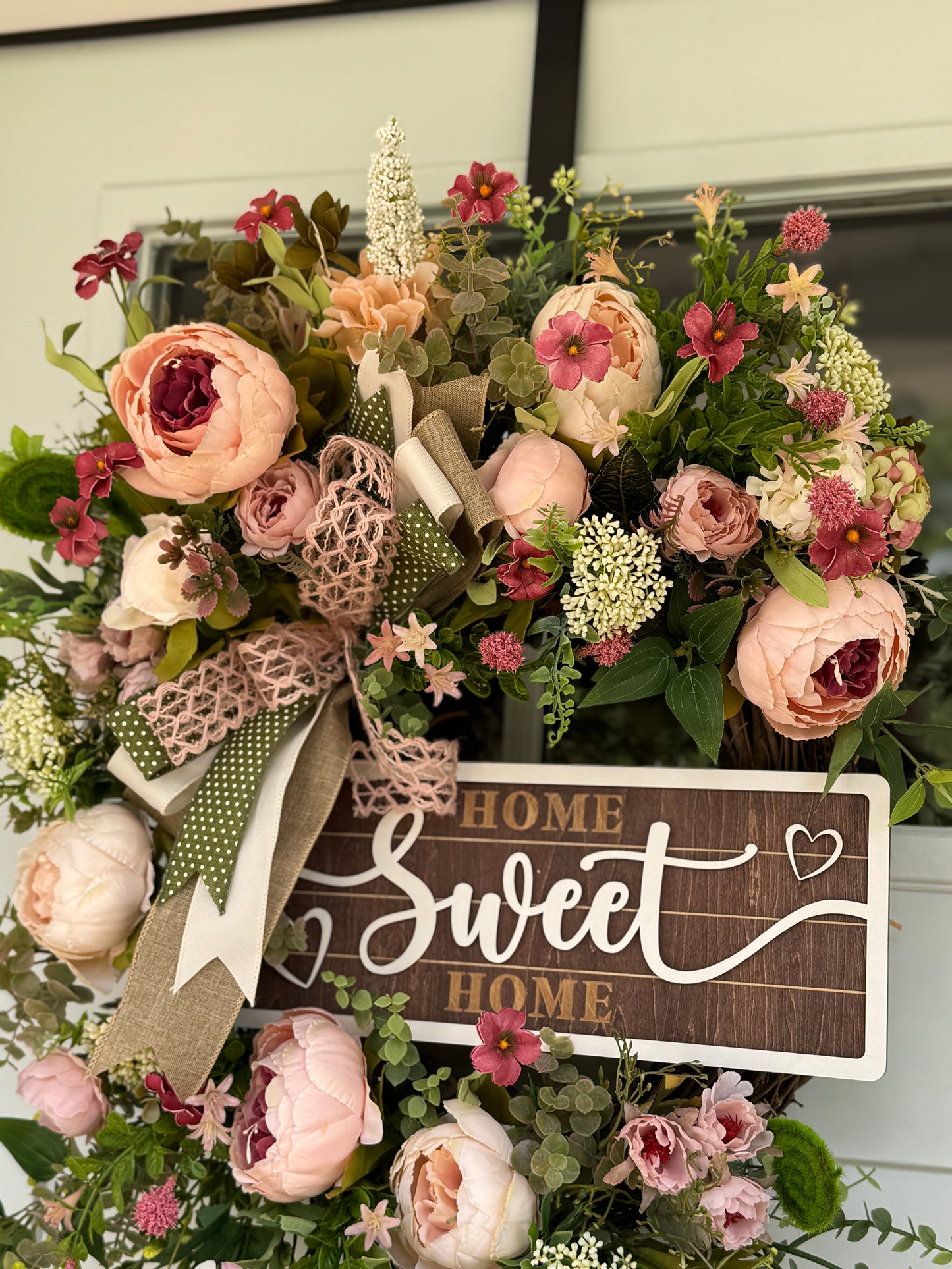 English Garden Inspired Home Sweet Home Wreath