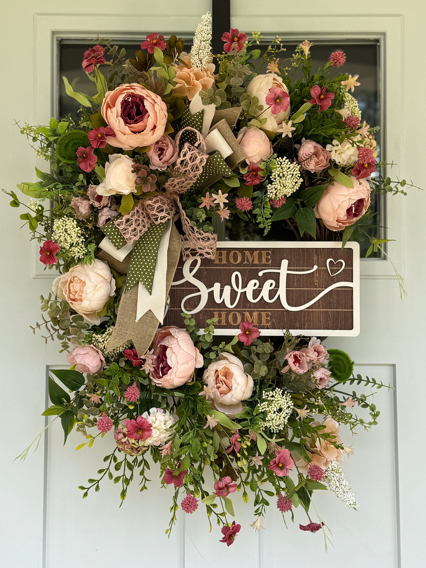English Garden Inspired Home Sweet Home Wreath